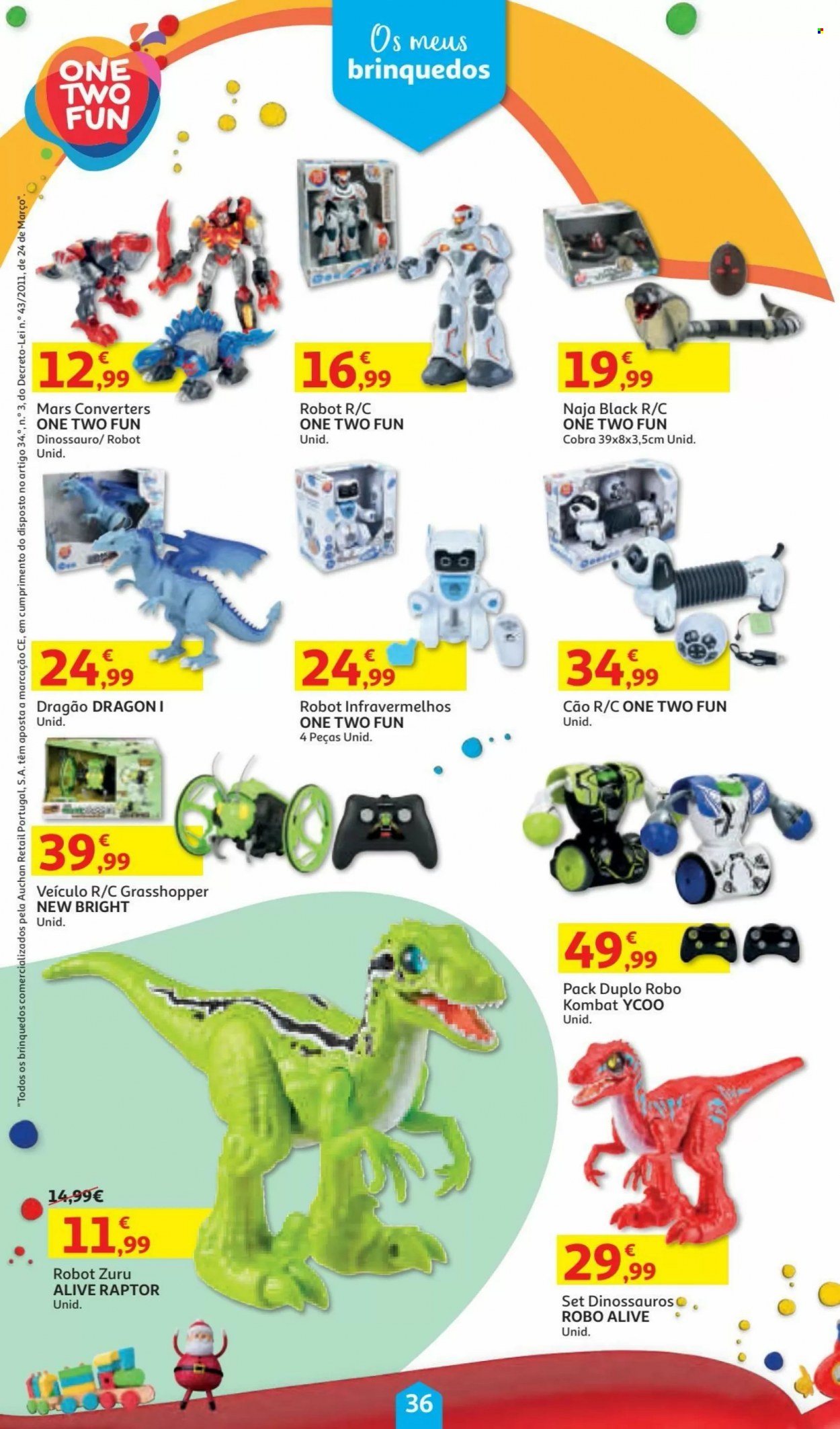 thumbnail - Folheto Auchan - 5.11.2021 - 24.12.2021 - Produtos em promoção - Mars, dinossauro, carro brinquedo. Página 36.