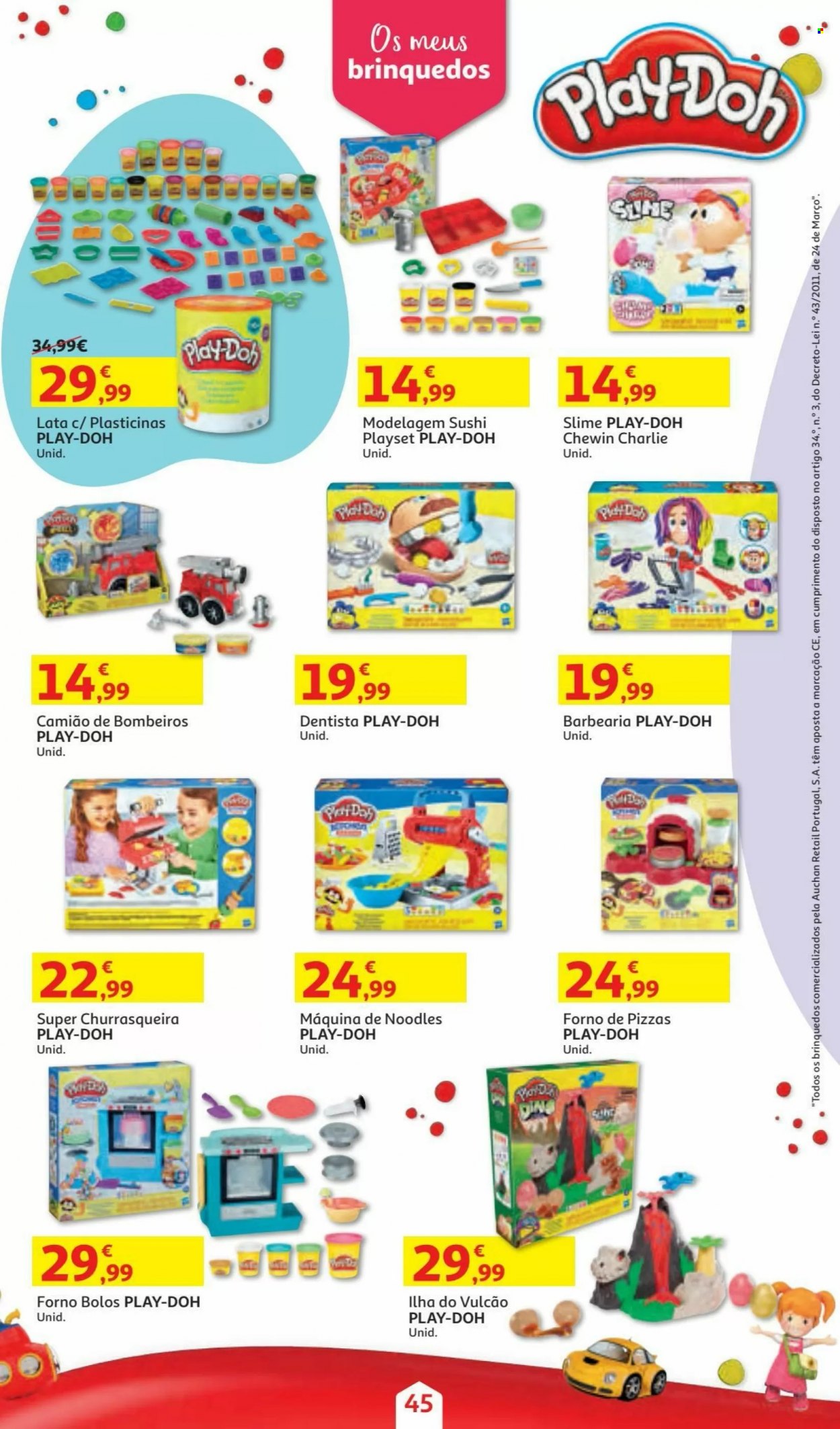 thumbnail - Folheto Auchan - 5.11.2021 - 24.12.2021 - Produtos em promoção - pizza, sushi, plasticinas, forno, Play-Doh. Página 45.
