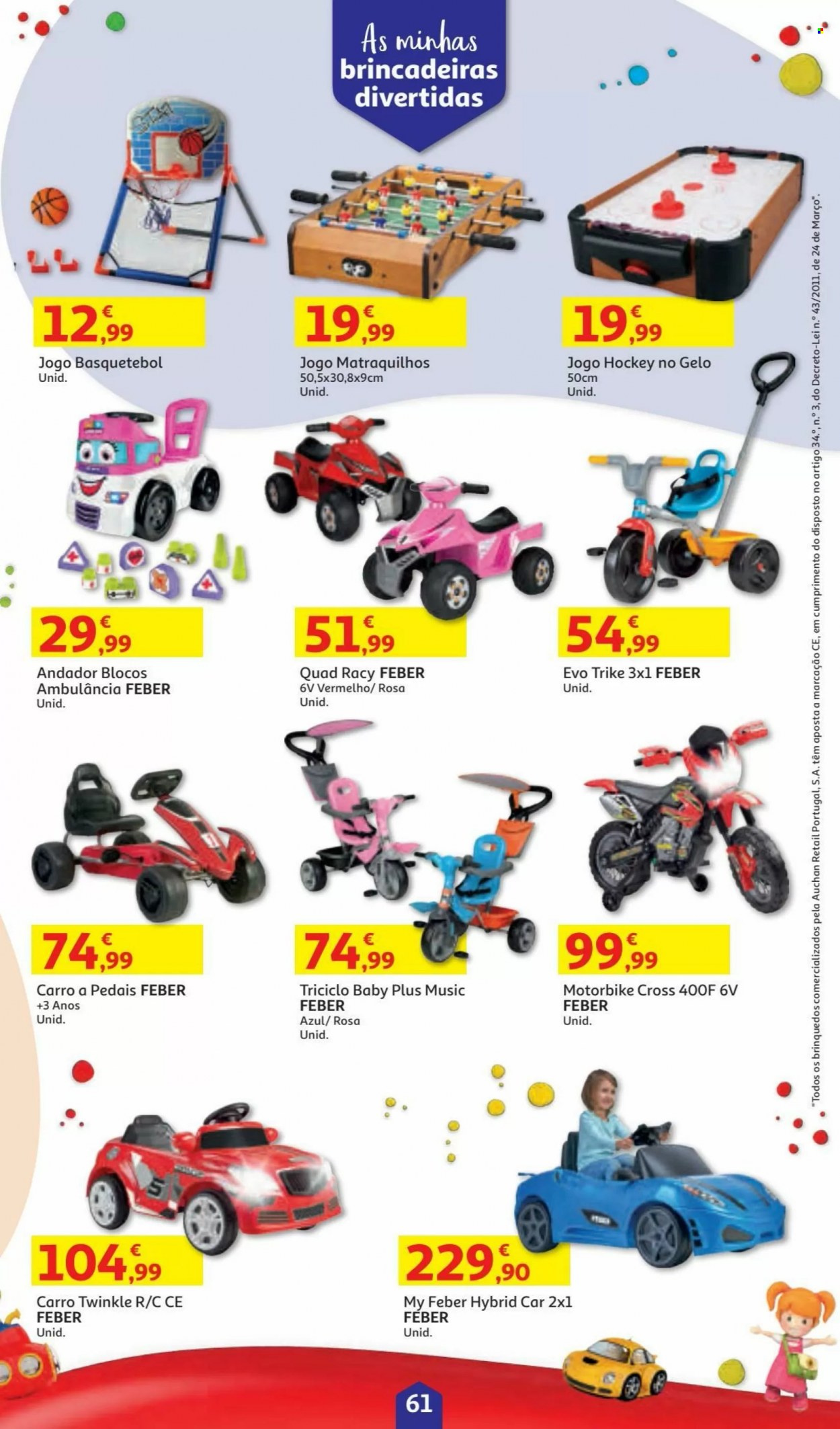 thumbnail - Folheto Auchan - 5.11.2021 - 24.12.2021 - Produtos em promoção - triciclo, andador. Página 61.