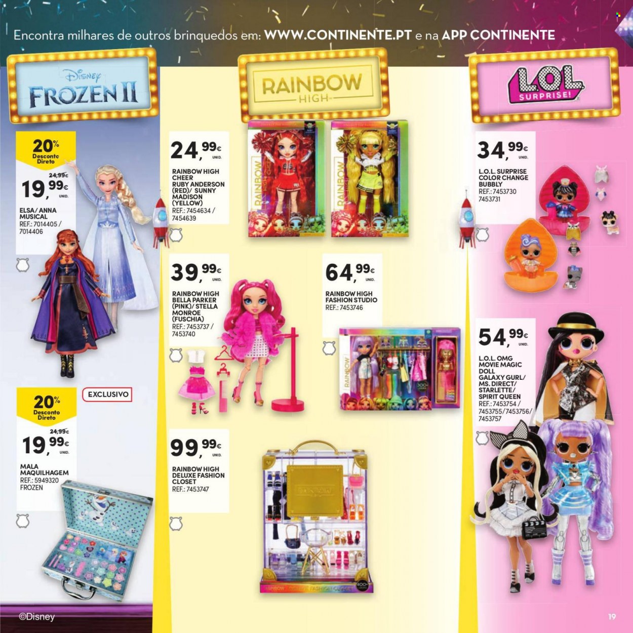 thumbnail - Folheto Continente Modelo - 9.11.2021 - 12.12.2021 - Produtos em promoção - Frozen, brinquedo, L.O.L. Surprise. Página 19.