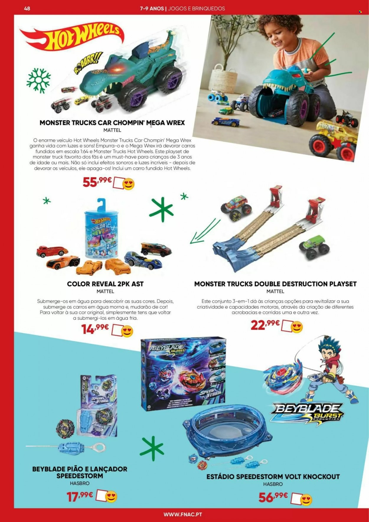 thumbnail - Folheto Fnac - 3.11.2021 - 3.1.2022 - Produtos em promoção - Beyblade, Hasbro, Hot Wheels, Monster Truck, Mattel, brinquedo. Página 44.