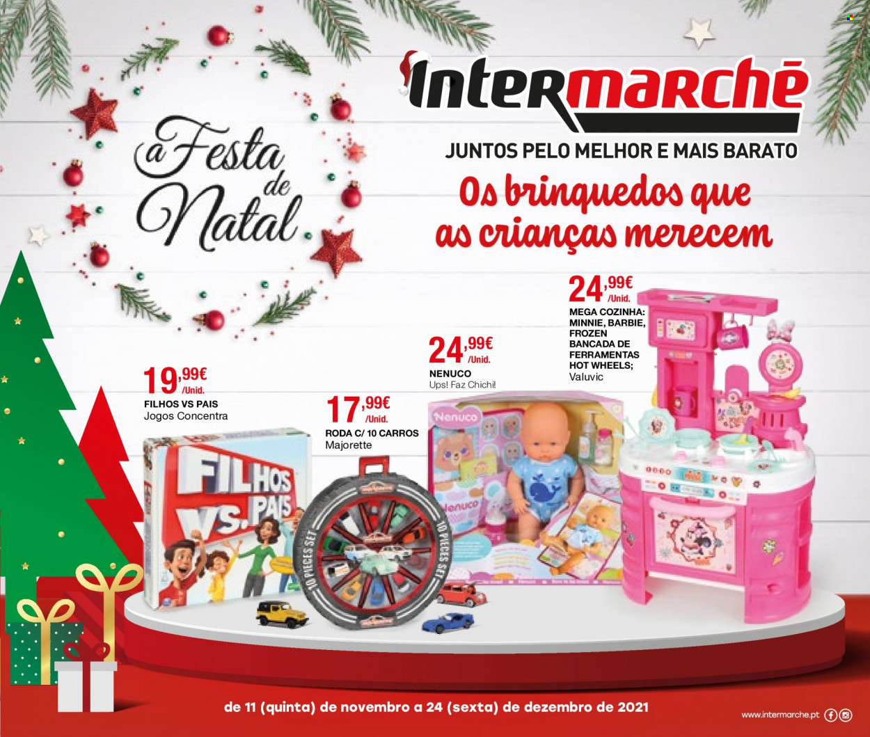 thumbnail - Folheto Intermarché - 11.11.2021 - 24.12.2021 - Produtos em promoção - Frozen, Minnie, Barbie, Hot Wheels. Página 1.