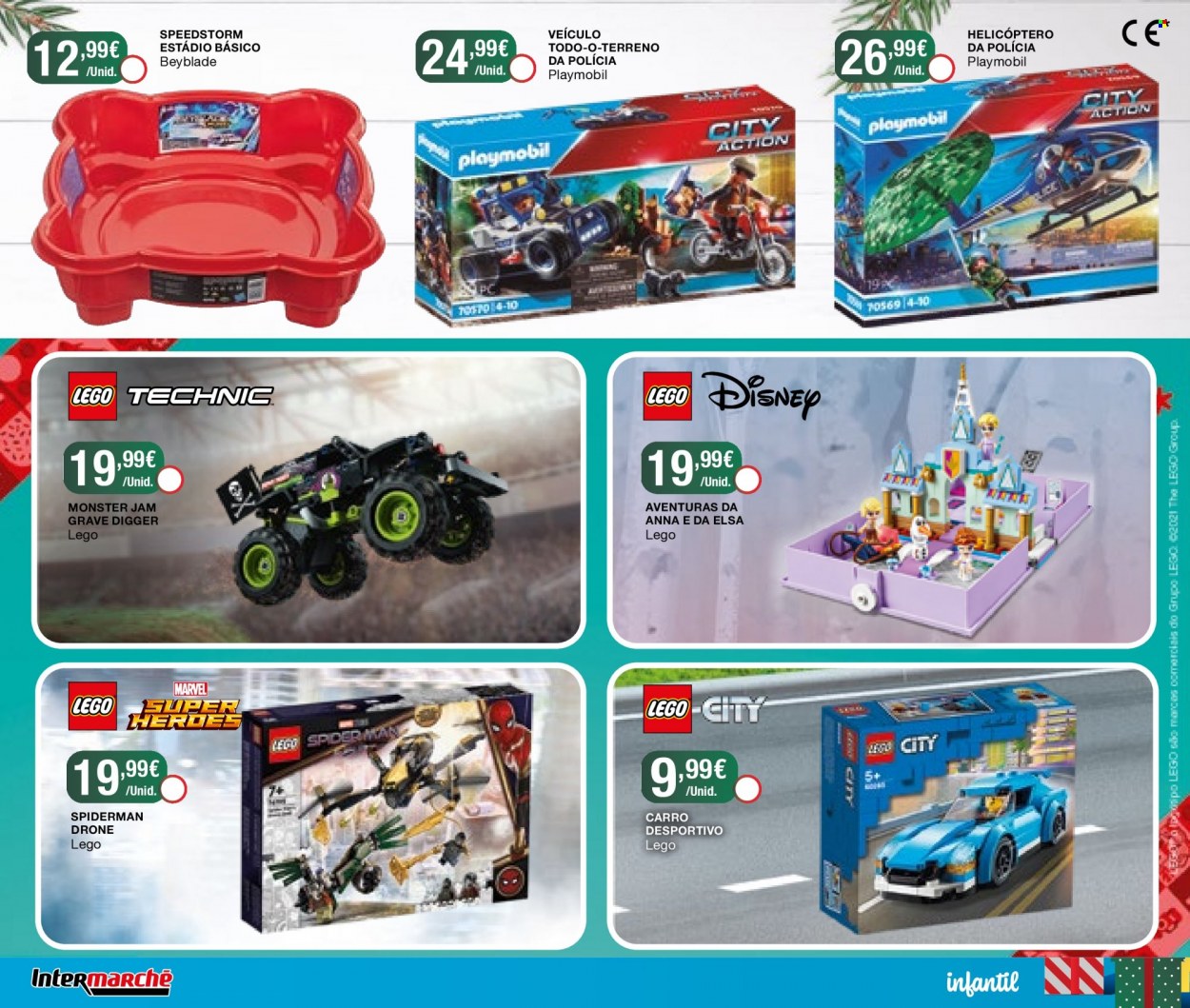 thumbnail - Folheto Intermarché - 11.11.2021 - 24.12.2021 - Produtos em promoção - Spiderman, Disney, Marvel, LEGO, Beyblade, LEGO City, carro brinquedo. Página 9.