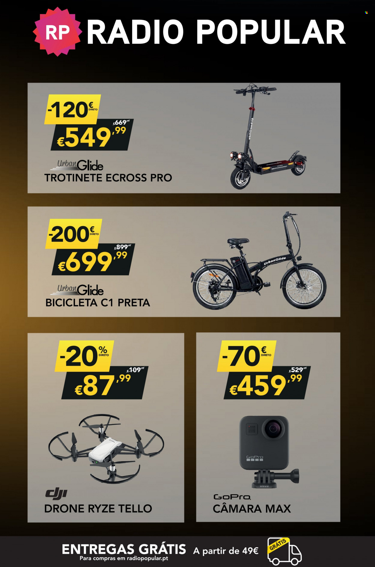 thumbnail - Folheto Radio Popular - 11.11.2021 - 11.11.2021 - Produtos em promoção - GoPro, bicicleta, trotinete. Página 4.