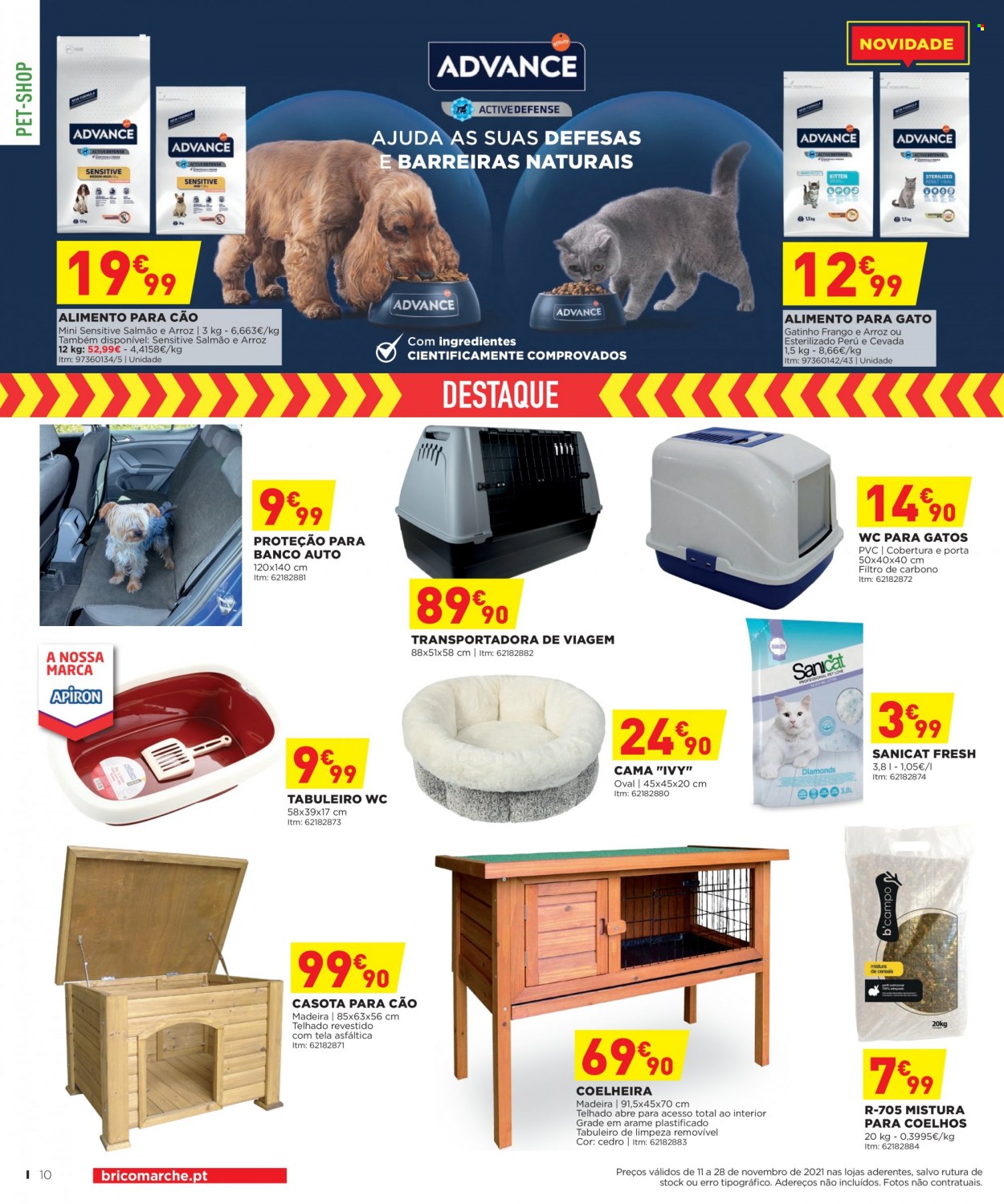 thumbnail - Folheto Bricomarché - 11.11.2021 - 28.11.2021 - Produtos em promoção - alimentos para gatos, alimentos para cães, cama. Página 10.