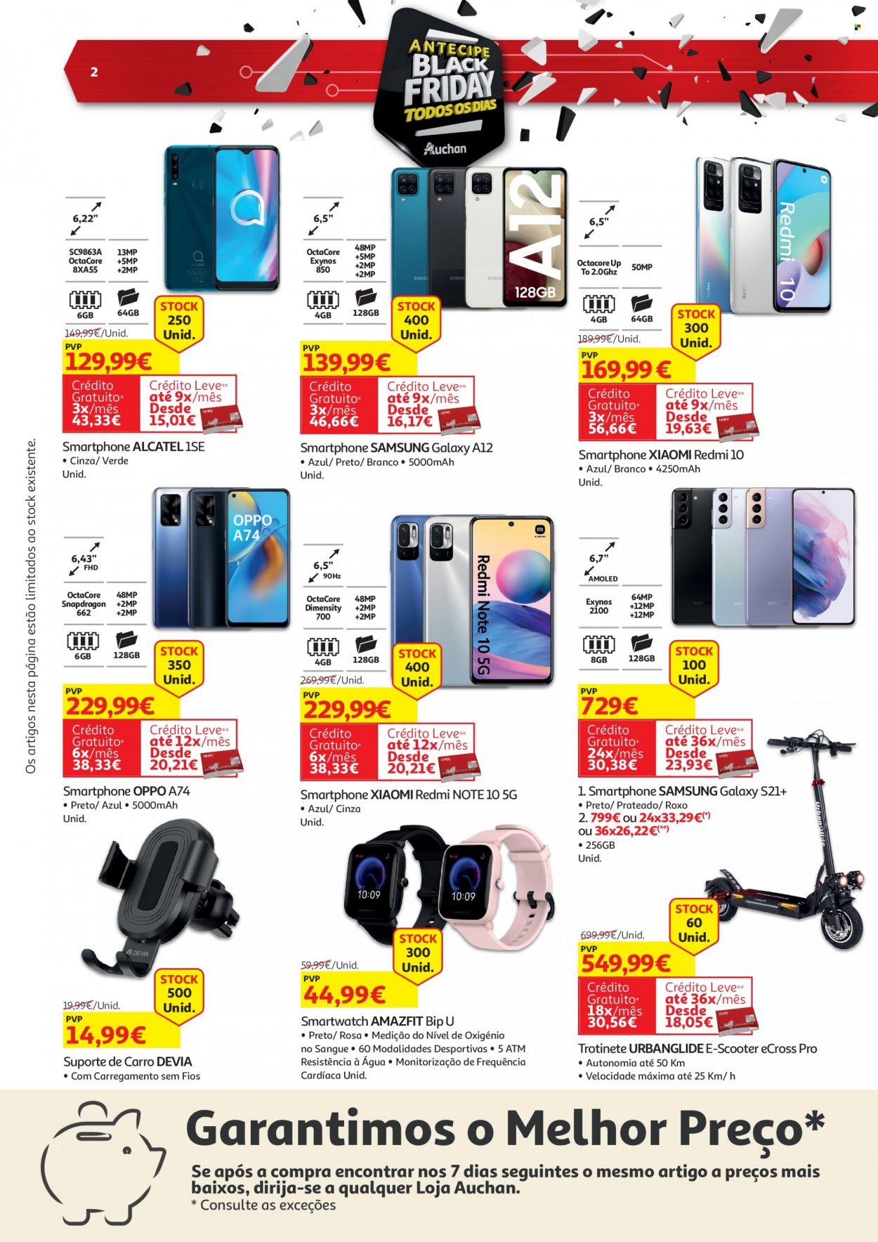 thumbnail - Folheto Auchan - 15.11.2021 - 21.11.2021 - Produtos em promoção - Samsung, Alcatel, Samsung Galaxy, Samsung Galaxy S, Redmi, smartwatch, trotinete. Página 2.