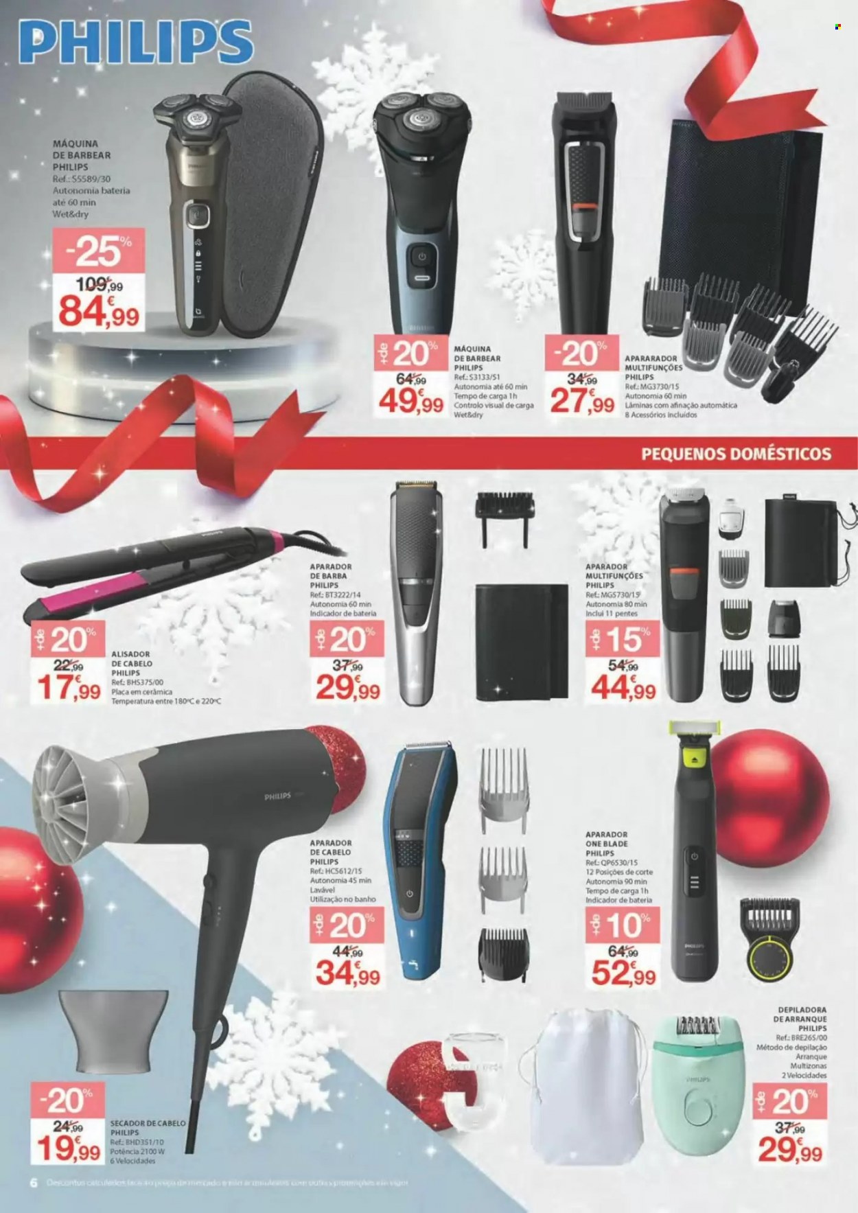 thumbnail - Folheto E.Leclerc - 23.11.2021 - 19.12.2021 - Produtos em promoção - aparelho de barbear, depiladora, secador de cabelos. Página 6.