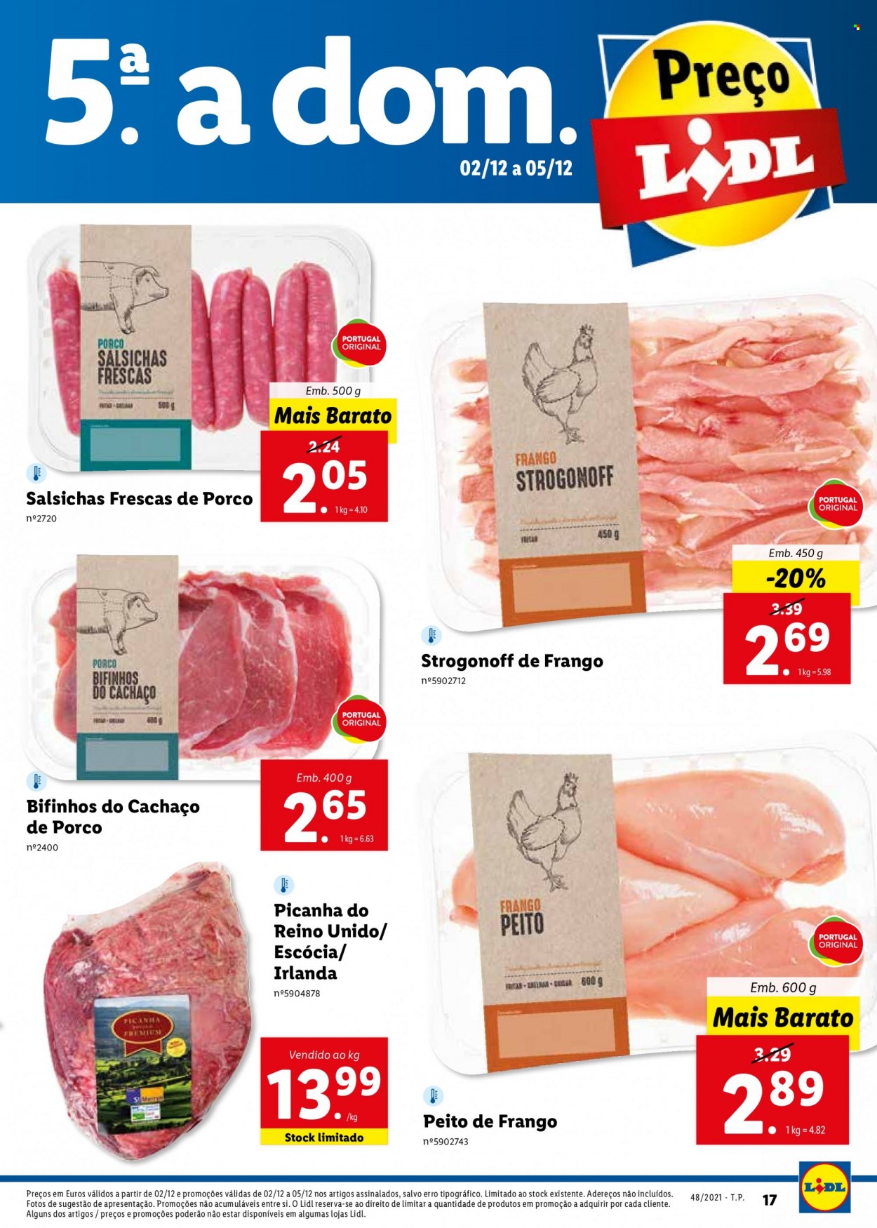 thumbnail - Folheto Lidl - 29.11.2021 - 5.12.2021 - Produtos em promoção - picanha, cachaço de porco, peito de frango, strogonoff, salsicha. Página 35.