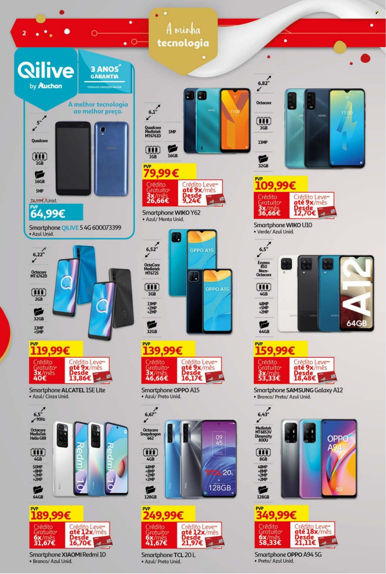 thumbnail - Folheto Auchan - 26.11.2021 - 24.12.2021 - Produtos em promoção - Samsung, Alcatel, smartphone, Samsung Galaxy, Redmi. Página 2.