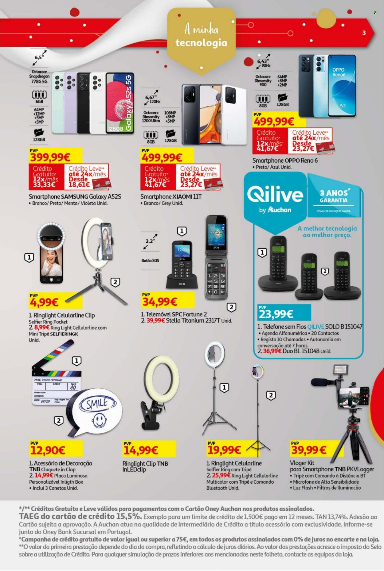 thumbnail - Folheto Auchan - 26.11.2021 - 24.12.2021 - Produtos em promoção - Samsung, agenda, decoração, Samsung Galaxy, microfone. Página 3.