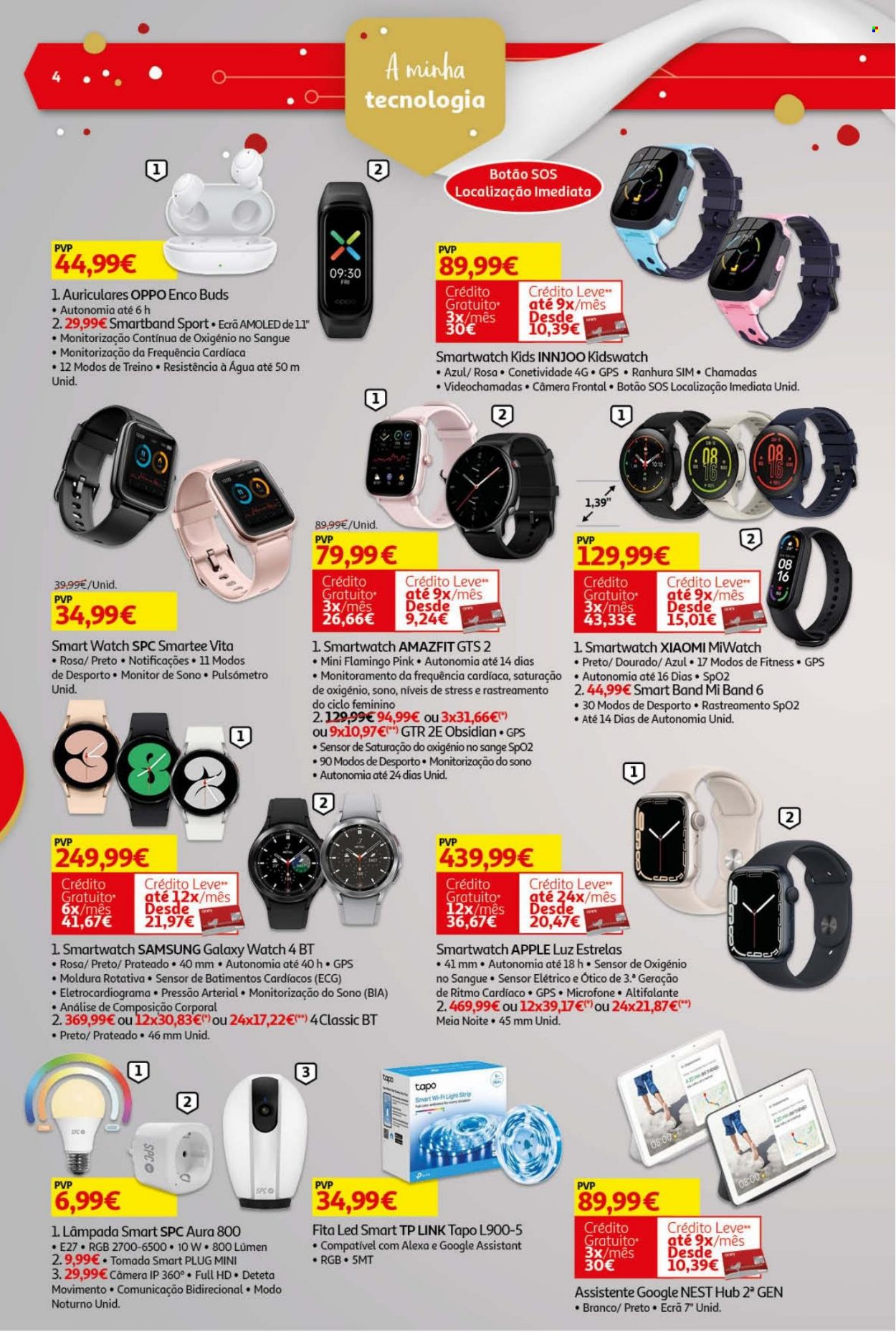 thumbnail - Folheto Auchan - 26.11.2021 - 24.12.2021 - Produtos em promoção - Samsung, lâmpada, Apple, auriculares, smartwatch, microfone, moldura, meias, fita de luz. Página 4.