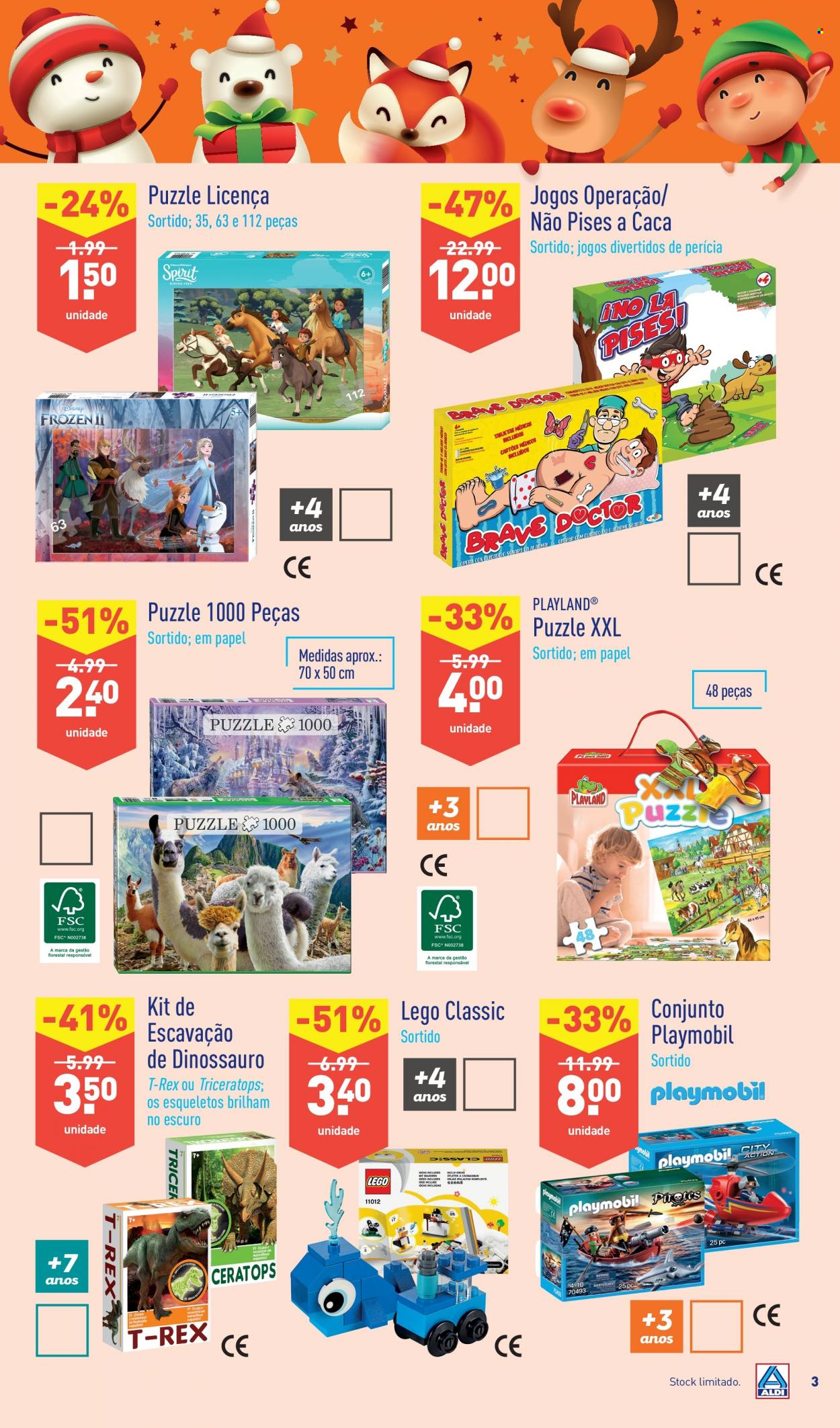 thumbnail - Folheto Aldi - 18.12.2021 - 31.12.2021 - Produtos em promoção - Frozen, LEGO, dinossauro, puzzle. Página 3.