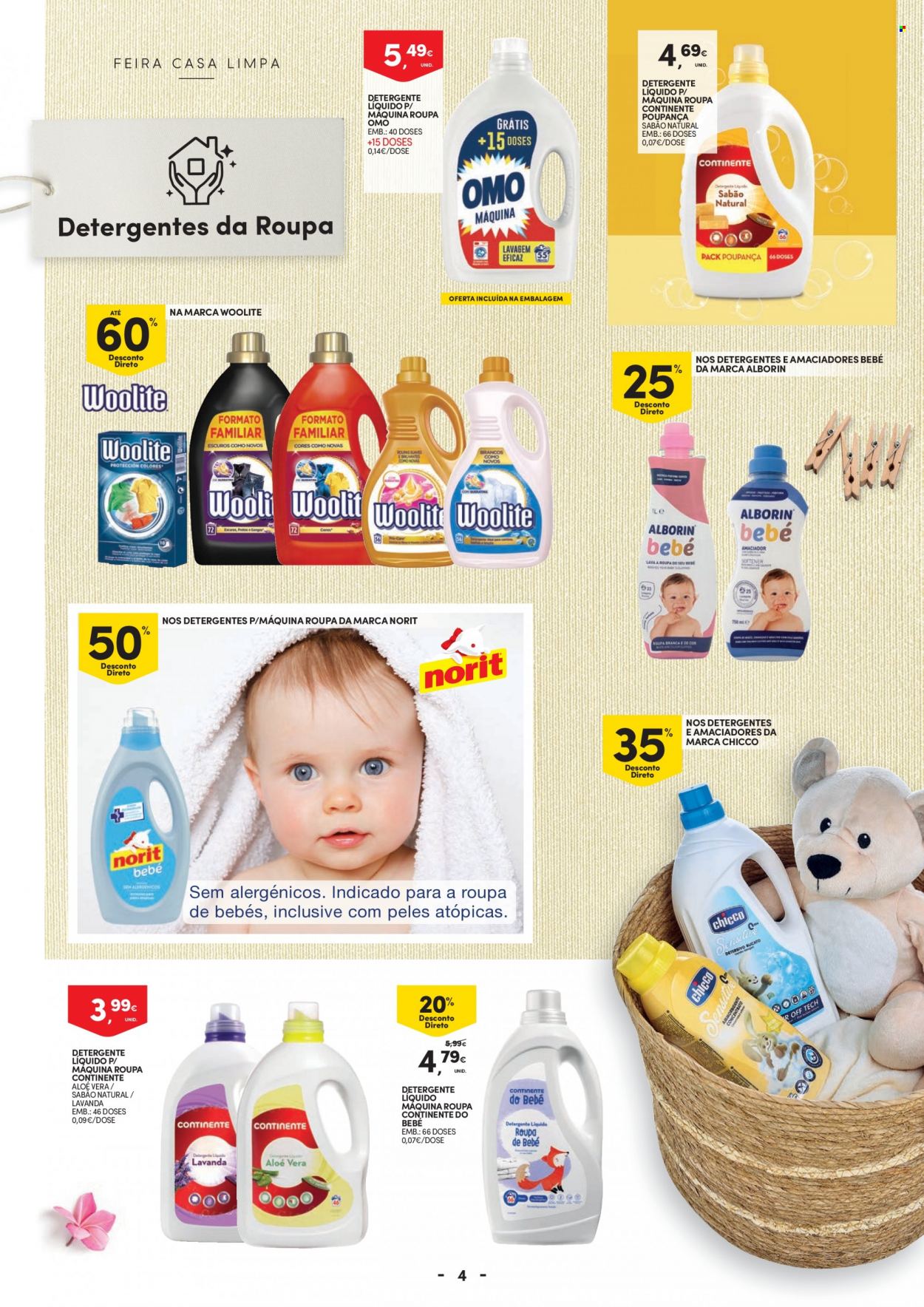 thumbnail - Folheto Continente - 2.1.2022 - 16.1.2022 - Produtos em promoção - detergente, detergente líquido, Woolite, sabão, OMO, Chicco. Página 4.