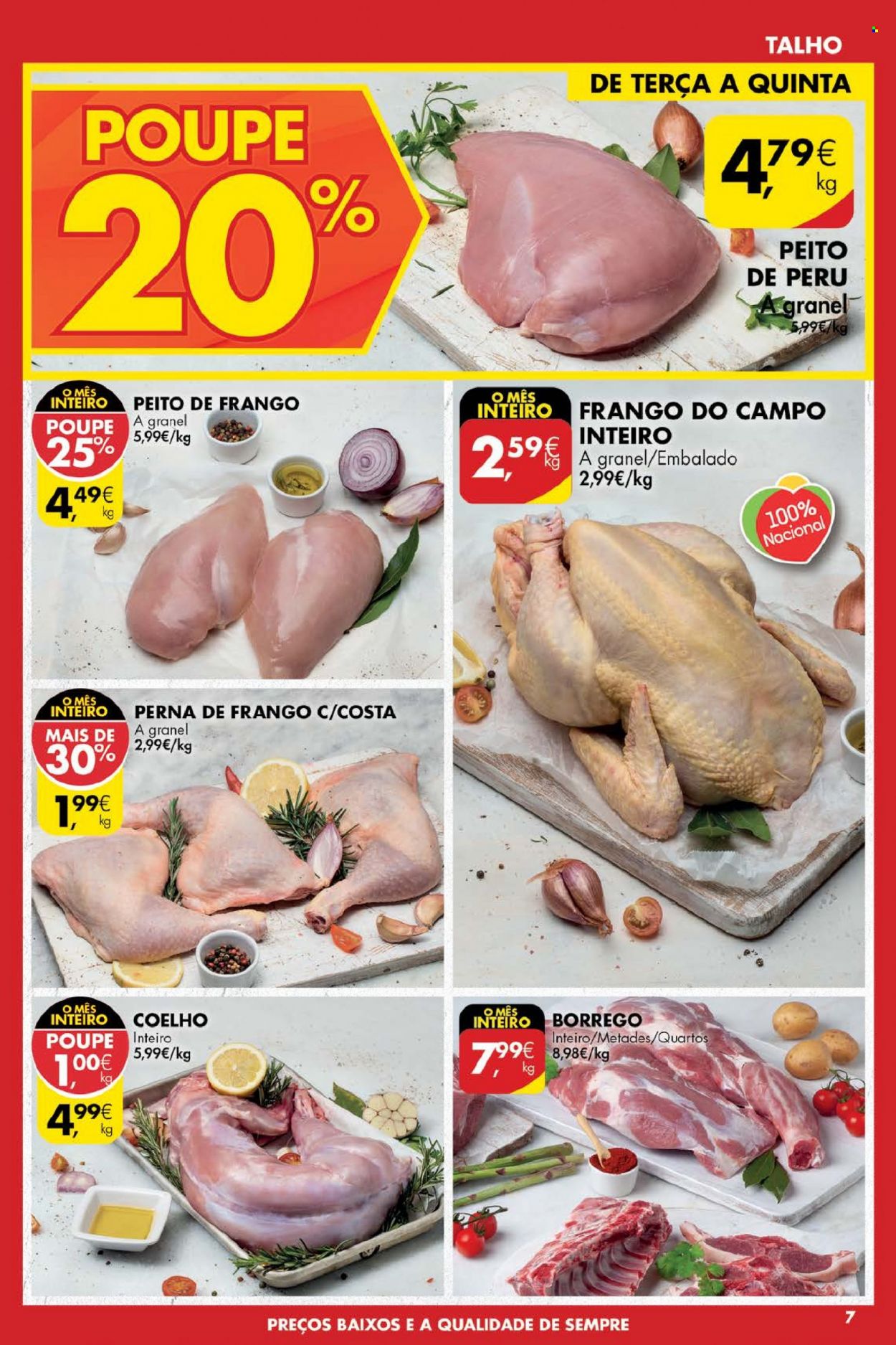 thumbnail - Folheto Pingo Doce - 18.1.2022 - 24.1.2022 - Produtos em promoção - peito de frango, peito de peru, perú, perna de frango, coelho. Página 7.