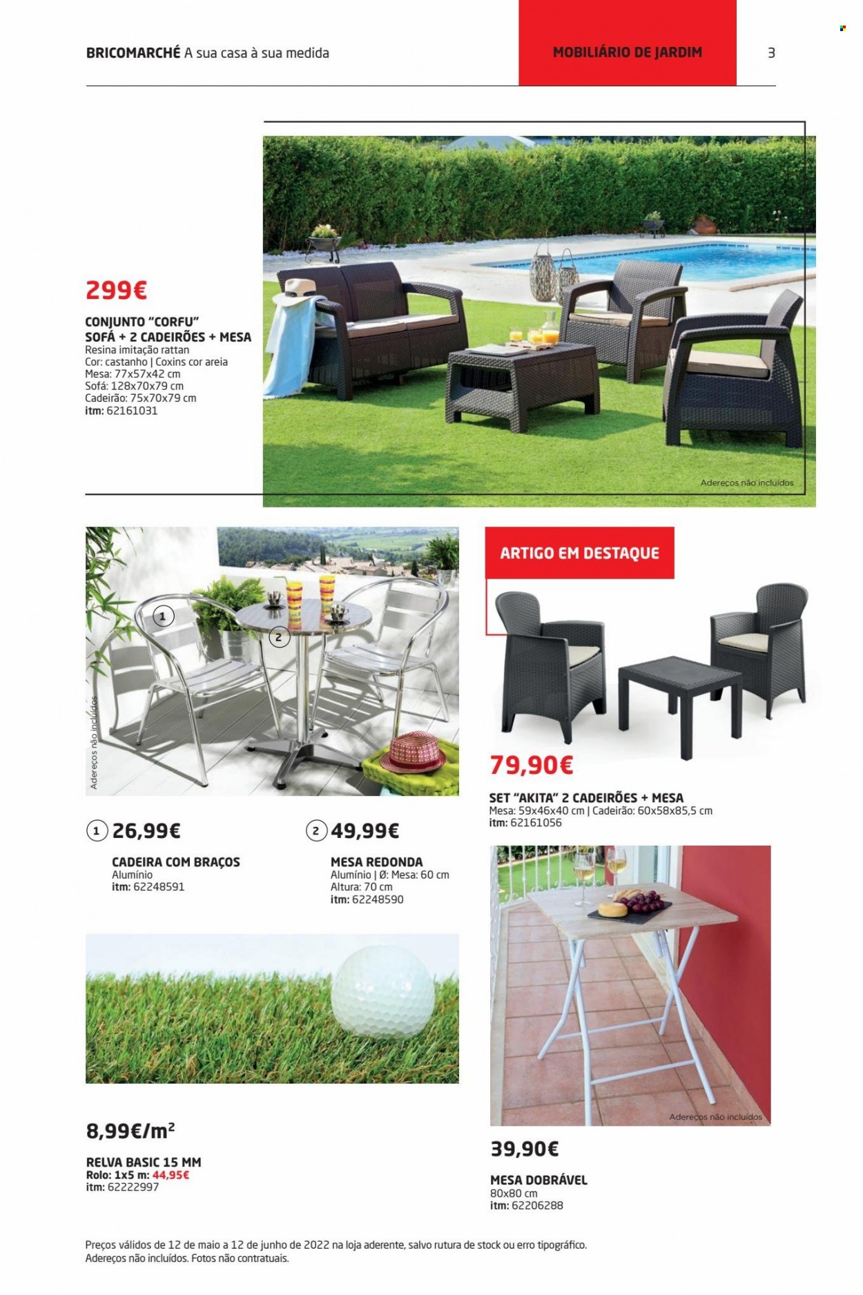 thumbnail - Folheto Bricomarché - 12.5.2022 - 12.6.2022 - Produtos em promoção - mesa, mesa dobrável, cadeira, sofá. Página 3.