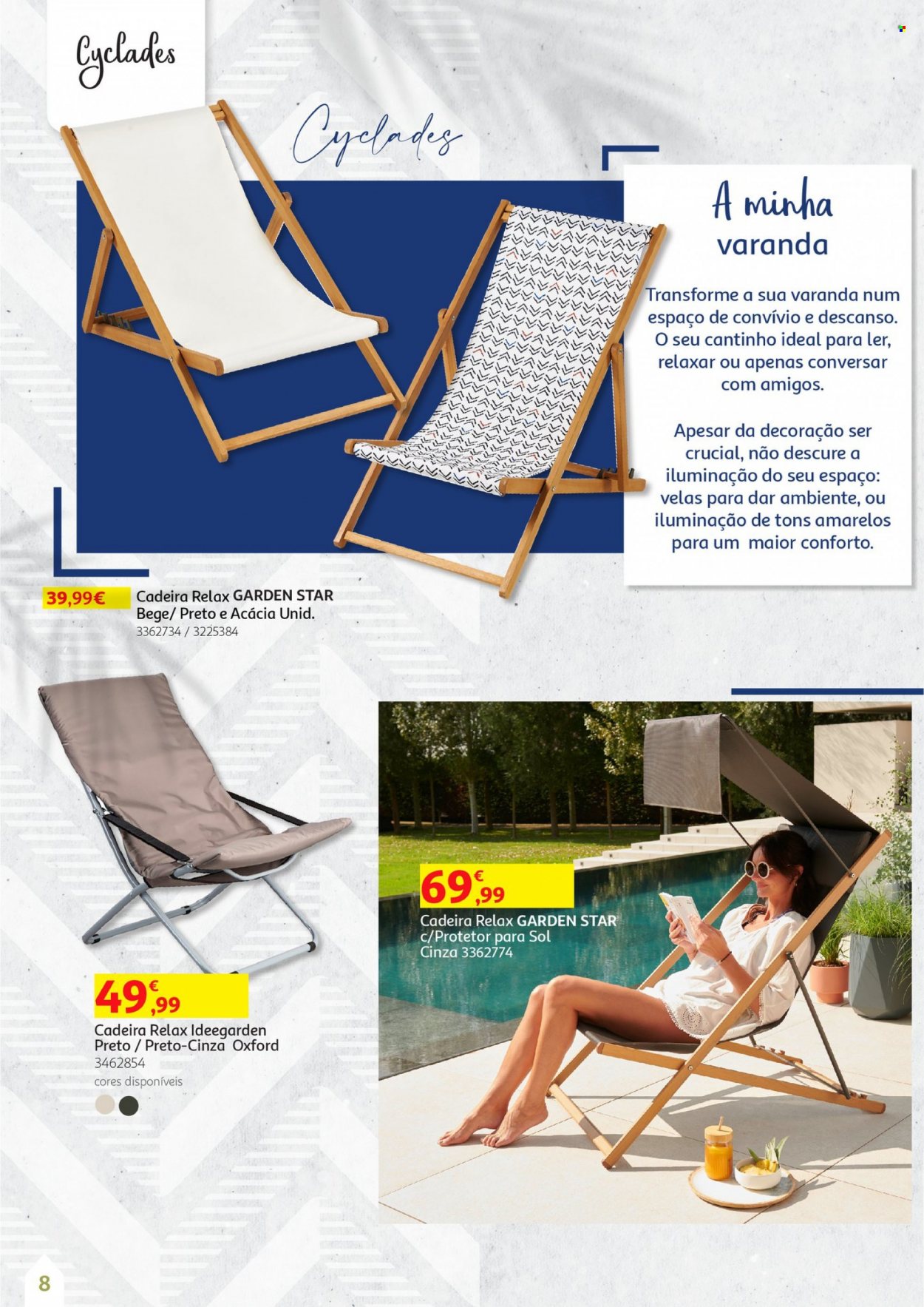 thumbnail - Folheto Auchan - 13.5.2022 - 30.6.2022 - Produtos em promoção - vela, decoração, cadeira. Página 8.