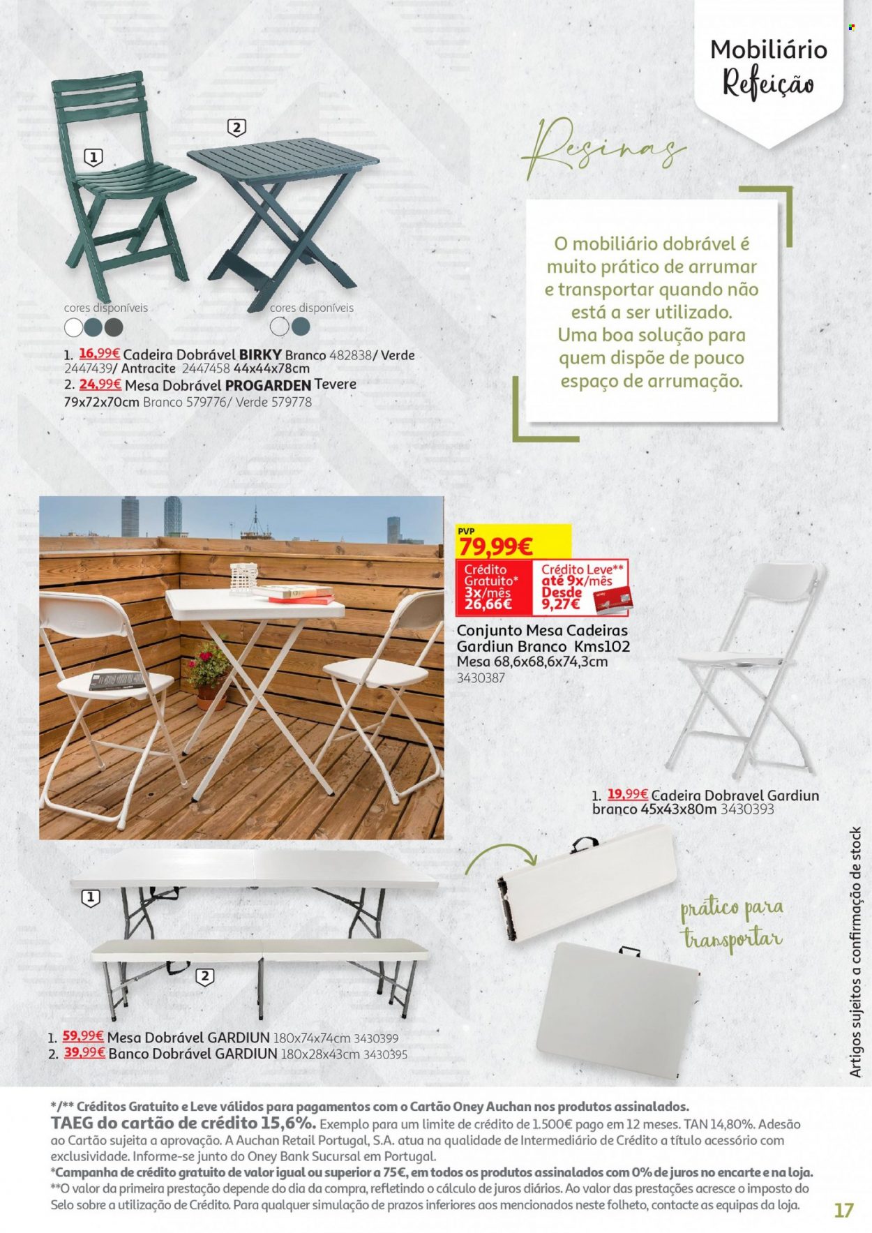 thumbnail - Folheto Auchan - 13.5.2022 - 30.6.2022 - Produtos em promoção - mesa, cadeira, mesa dobrável. Página 17.