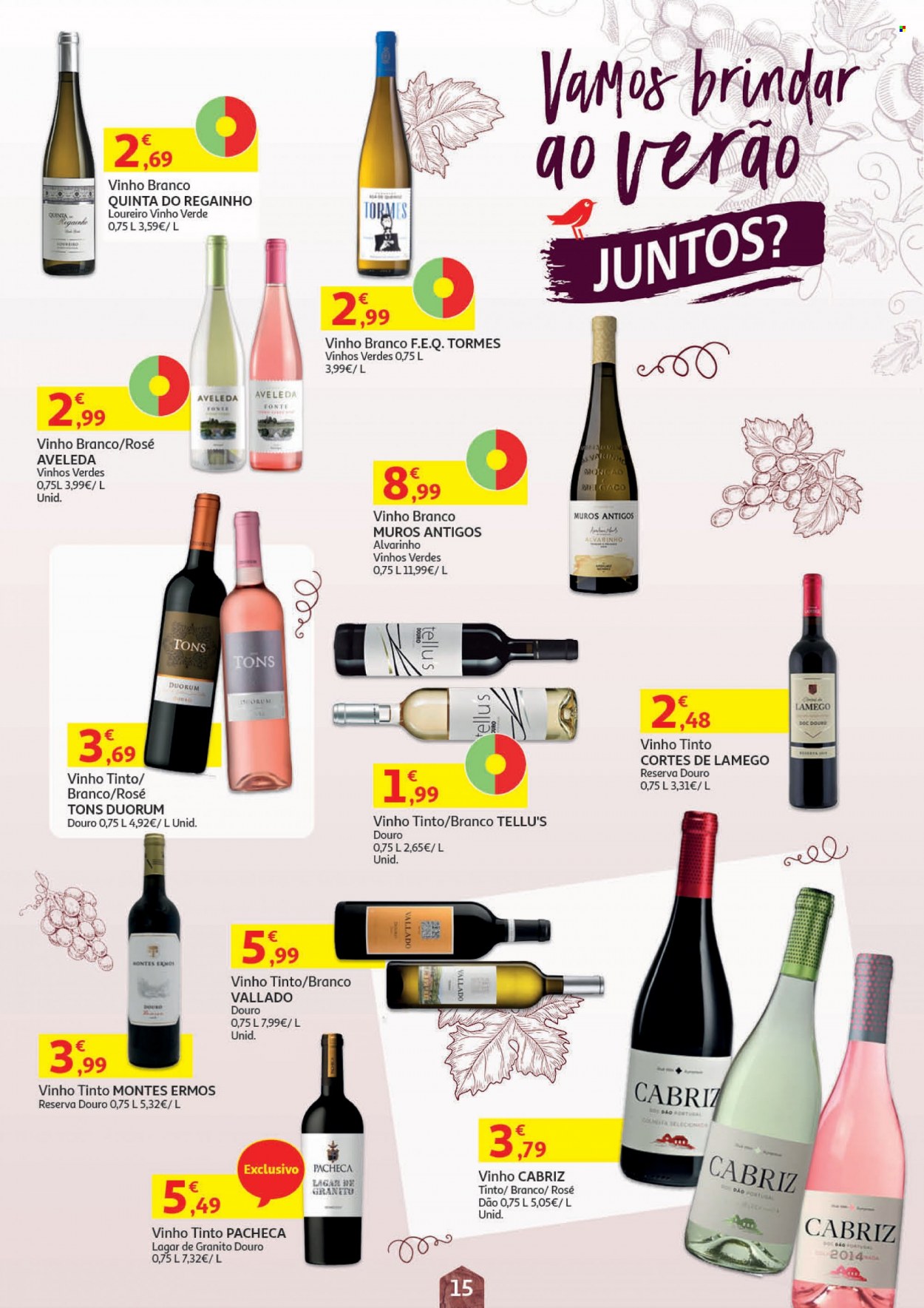 thumbnail - Folheto Auchan - 19.5.2022 - 1.6.2022 - Produtos em promoção - vinho, vinho branco, vinho tinto, vinho verde. Página 15.