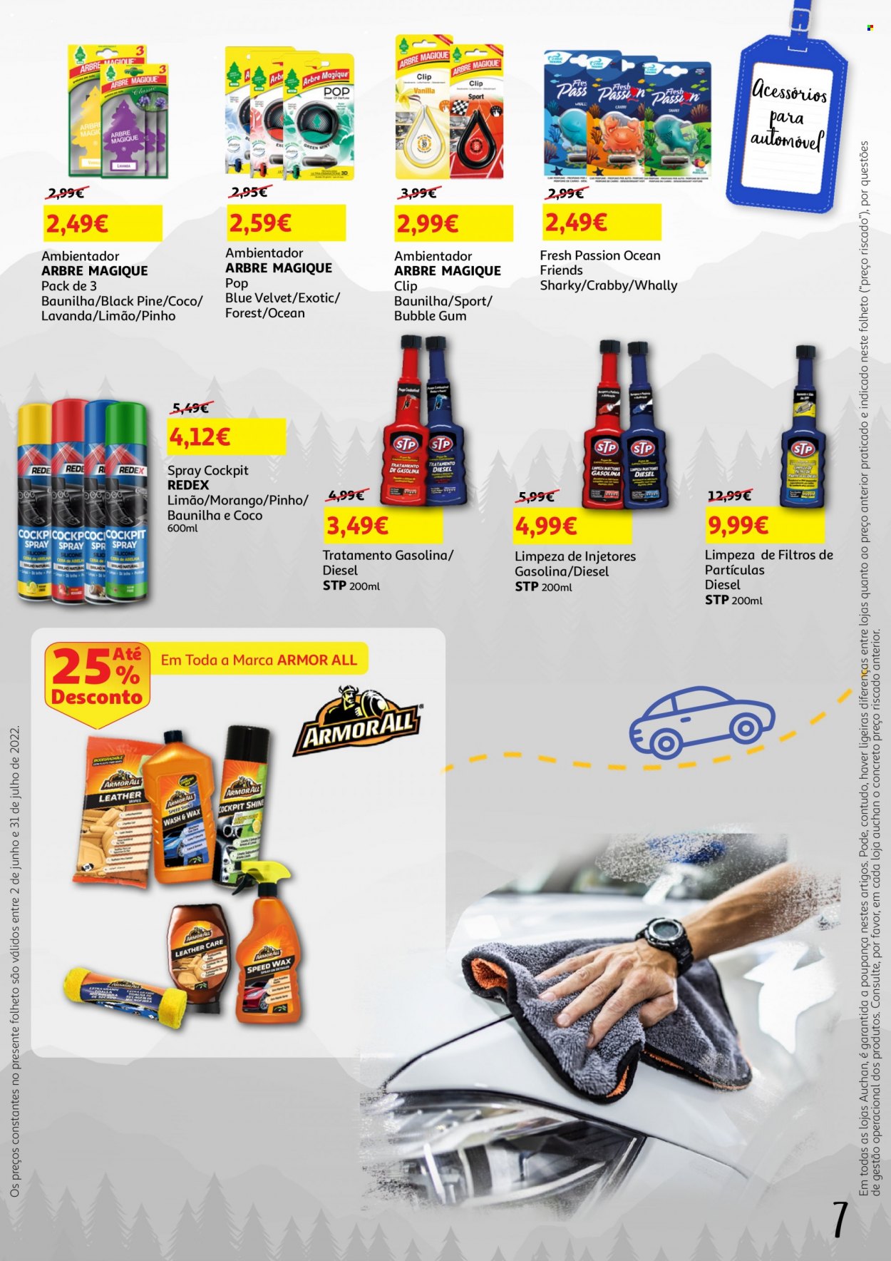 thumbnail - Folheto Auchan - 6.6.2022 - 31.7.2022 - Produtos em promoção - morango, desodorizador, Redex. Página 7.