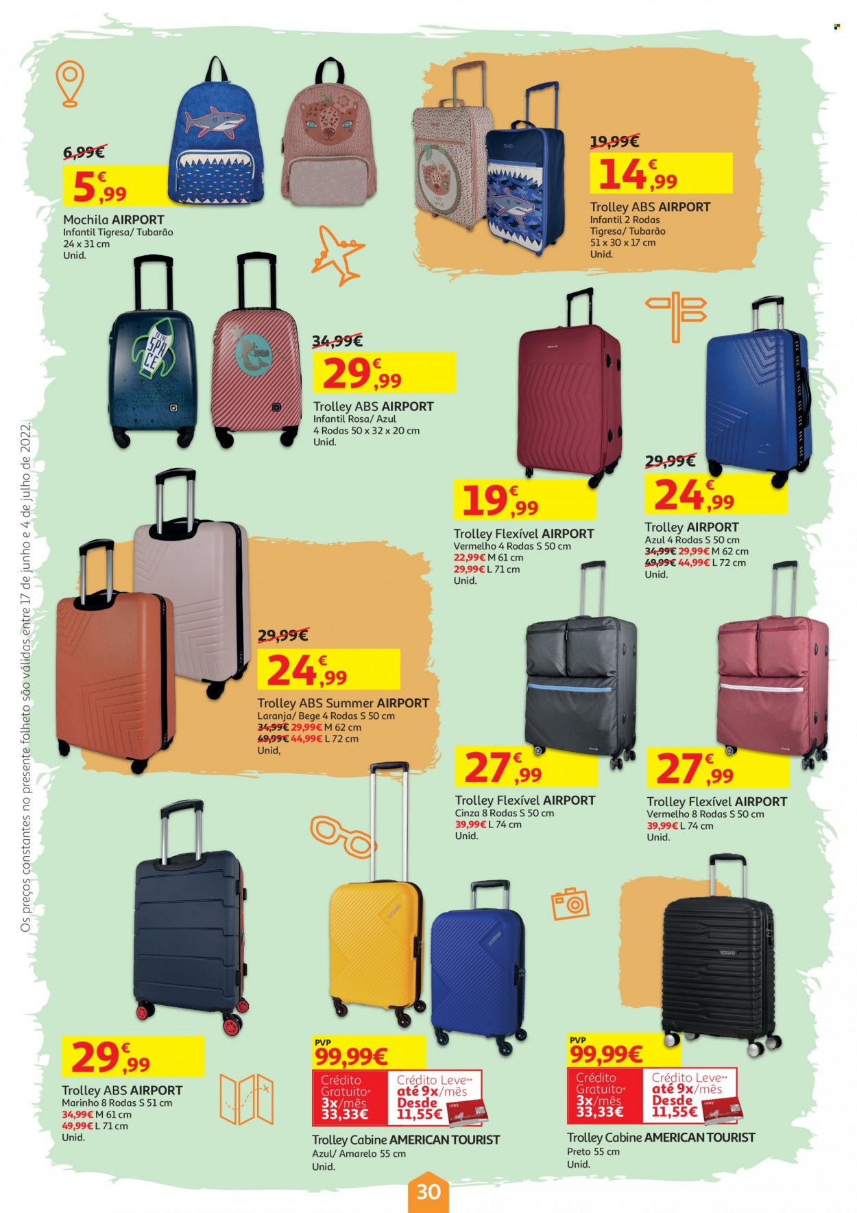 Folheto Auchan - 17.6.2022 - 4.7.2022 - Produtos em promoção - laranja, mochila. Página 30.