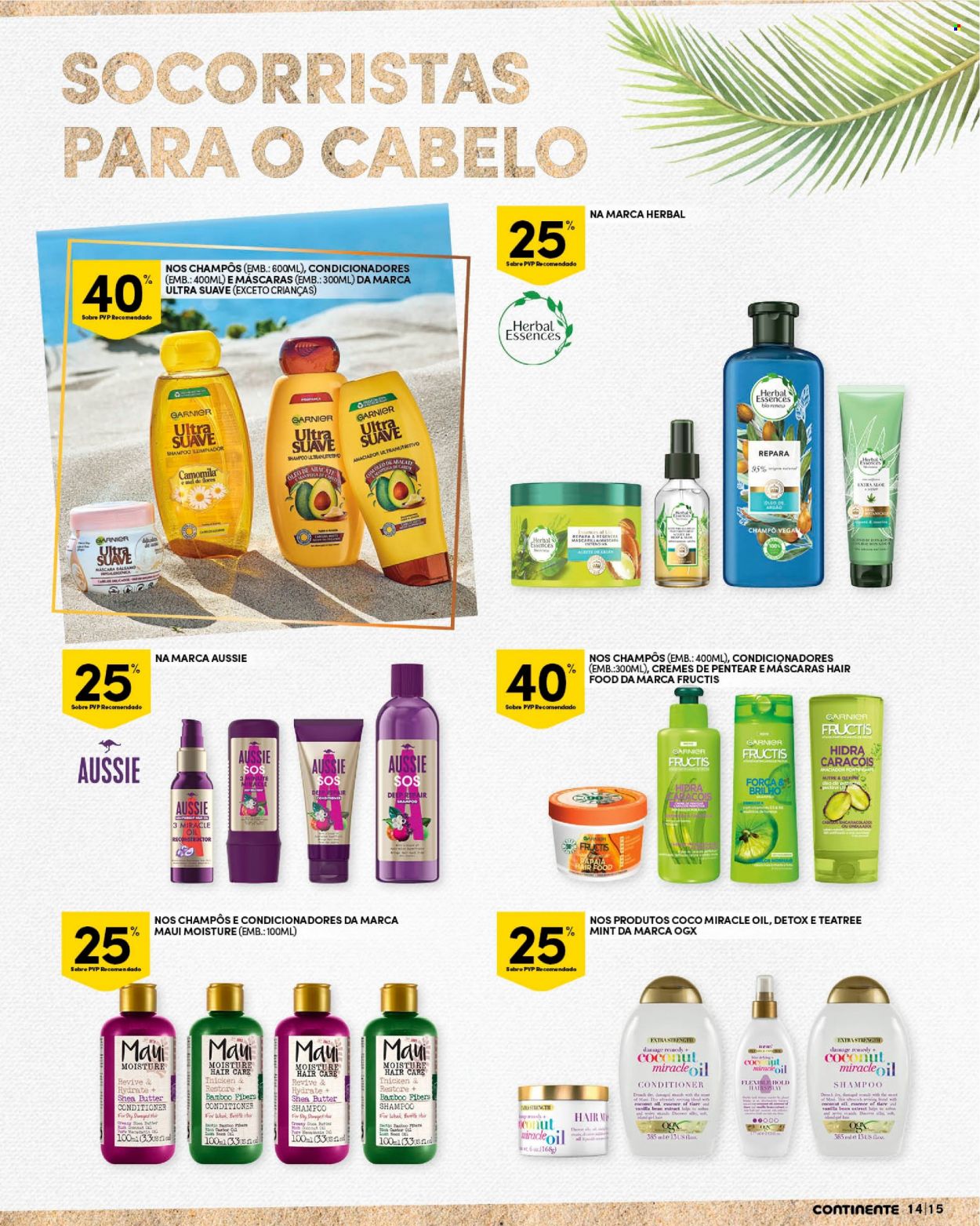 thumbnail - Folheto Continente - 21.6.2022 - 3.7.2022 - Produtos em promoção - amaciador, shampoo, Garnier, Fructis. Página 15.