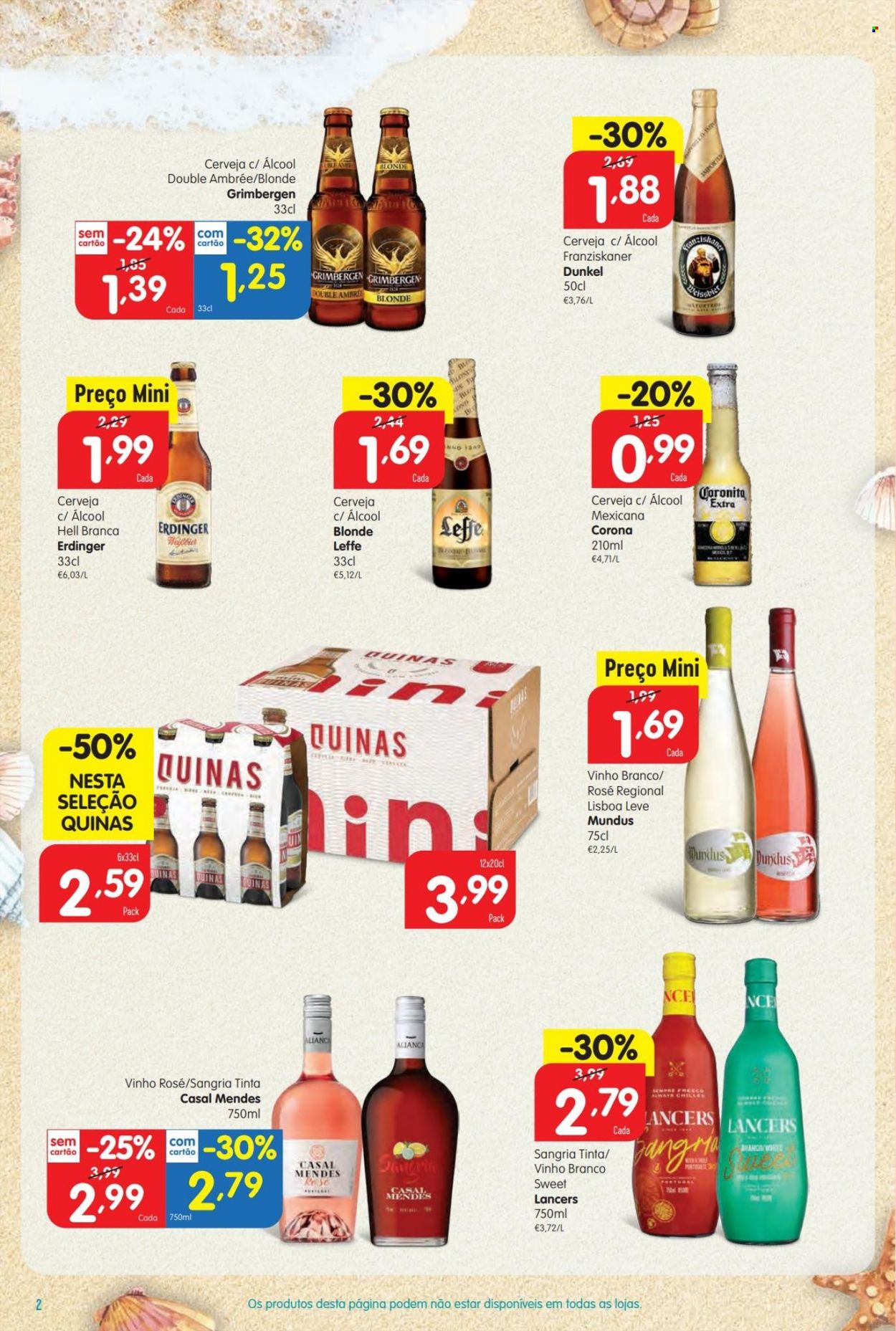 thumbnail - Folheto Minipreço - 23.6.2022 - 20.7.2022 - Produtos em promoção - Corona, Leffe, cerveja, vinho, vinho branco, vinho rosé, Sangria. Página 2.
