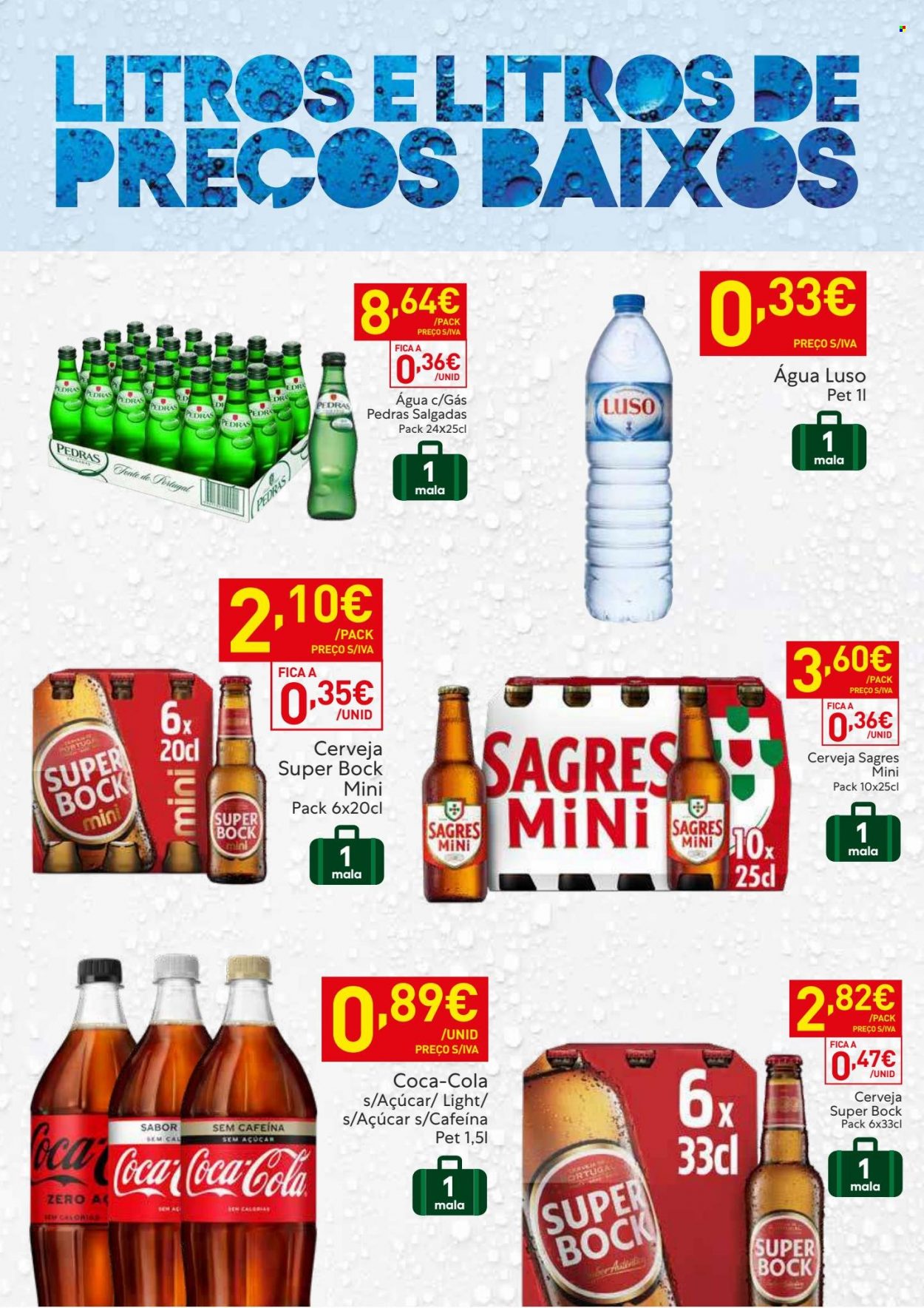 thumbnail - Folheto Recheio - 28.6.2022 - 4.7.2022 - Produtos em promoção - Sagres, Super Bock, cerveja, Coca Cola, água com gás, água. Página 2.