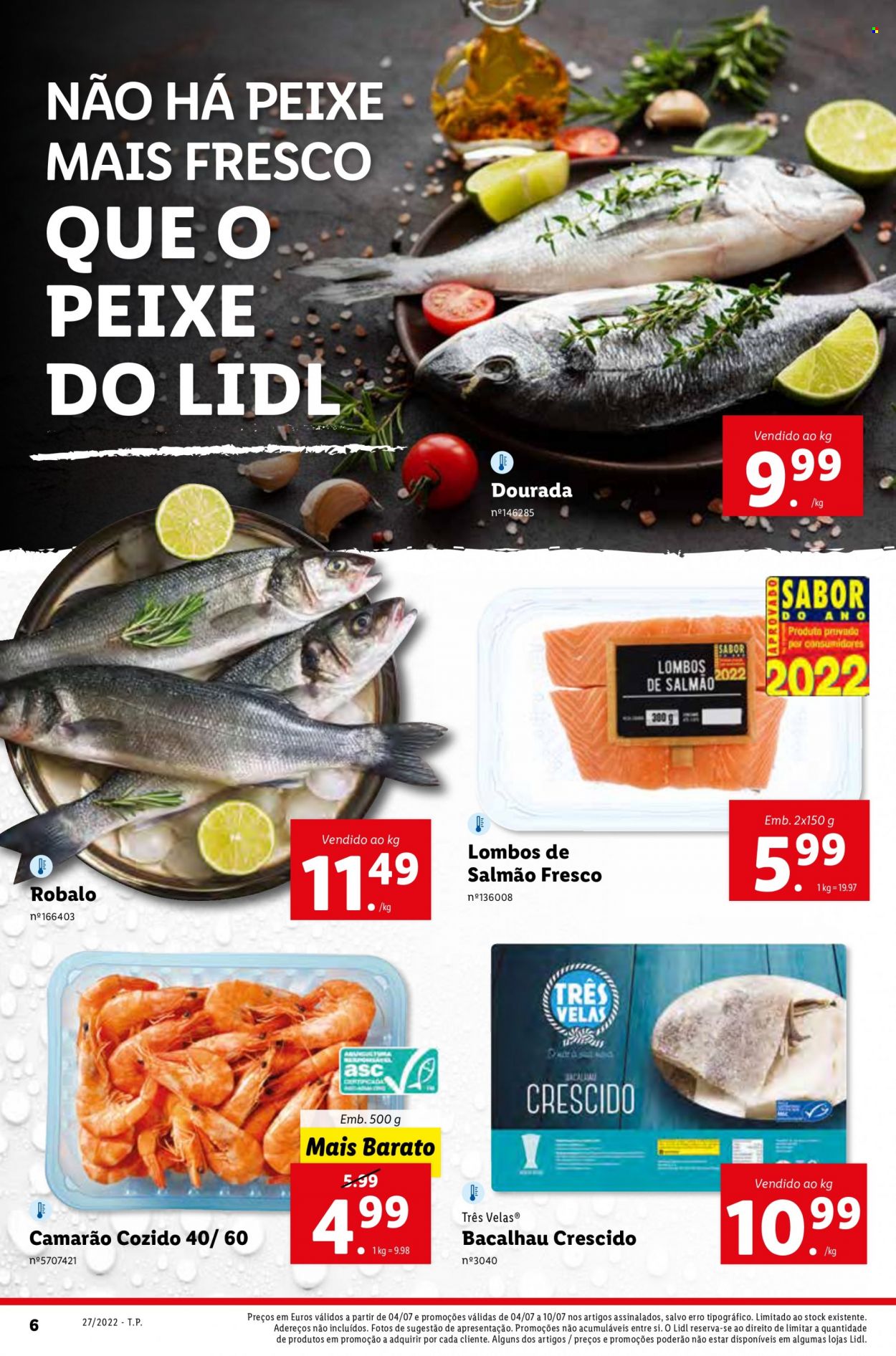 thumbnail - Folheto Lidl - 4.7.2022 - 10.7.2022 - Produtos em promoção - salmão, camarão, bacalhau, robalo. Página 24.