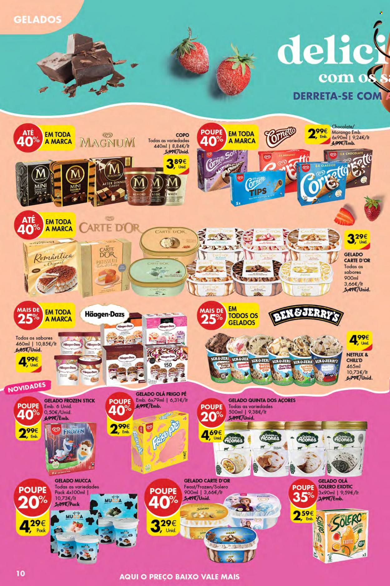 thumbnail - Folheto Pingo Doce - 30.6.2022 - 7.7.2022 - Produtos em promoção - Ben & Jerry’s, Magnum, gelado, Carte d'Or. Página 10.