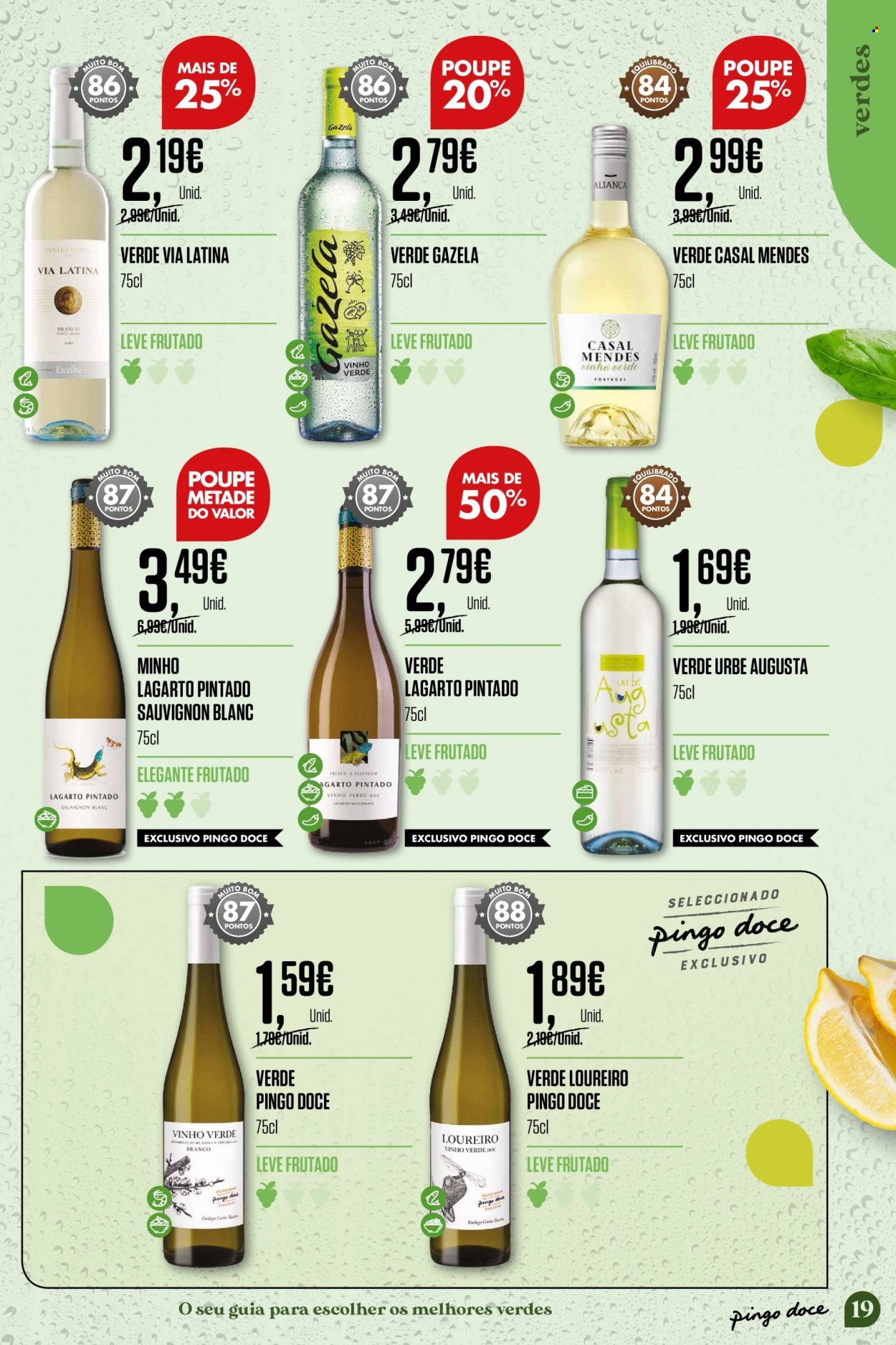 thumbnail - Folheto Pingo Doce - 19.7.2022 - 8.8.2022 - Produtos em promoção - vinho branco, sauvignon blanc, vinho verde, Lagarto Pintado. Página 19.
