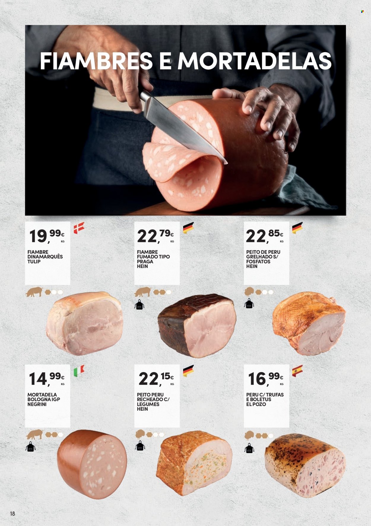 thumbnail - Folheto Continente - 19.7.2022 - 28.8.2022 - Produtos em promoção - legumes, peito de peru, perú, mortadela, fiambre, trufas. Página 18.
