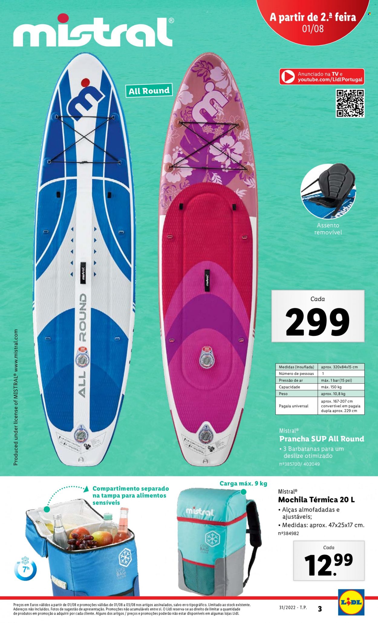 Folheto Lidl - 1.8.2022 - 7.8.2022 - Produtos em promoção - mochila, paddle board. Página 5.
