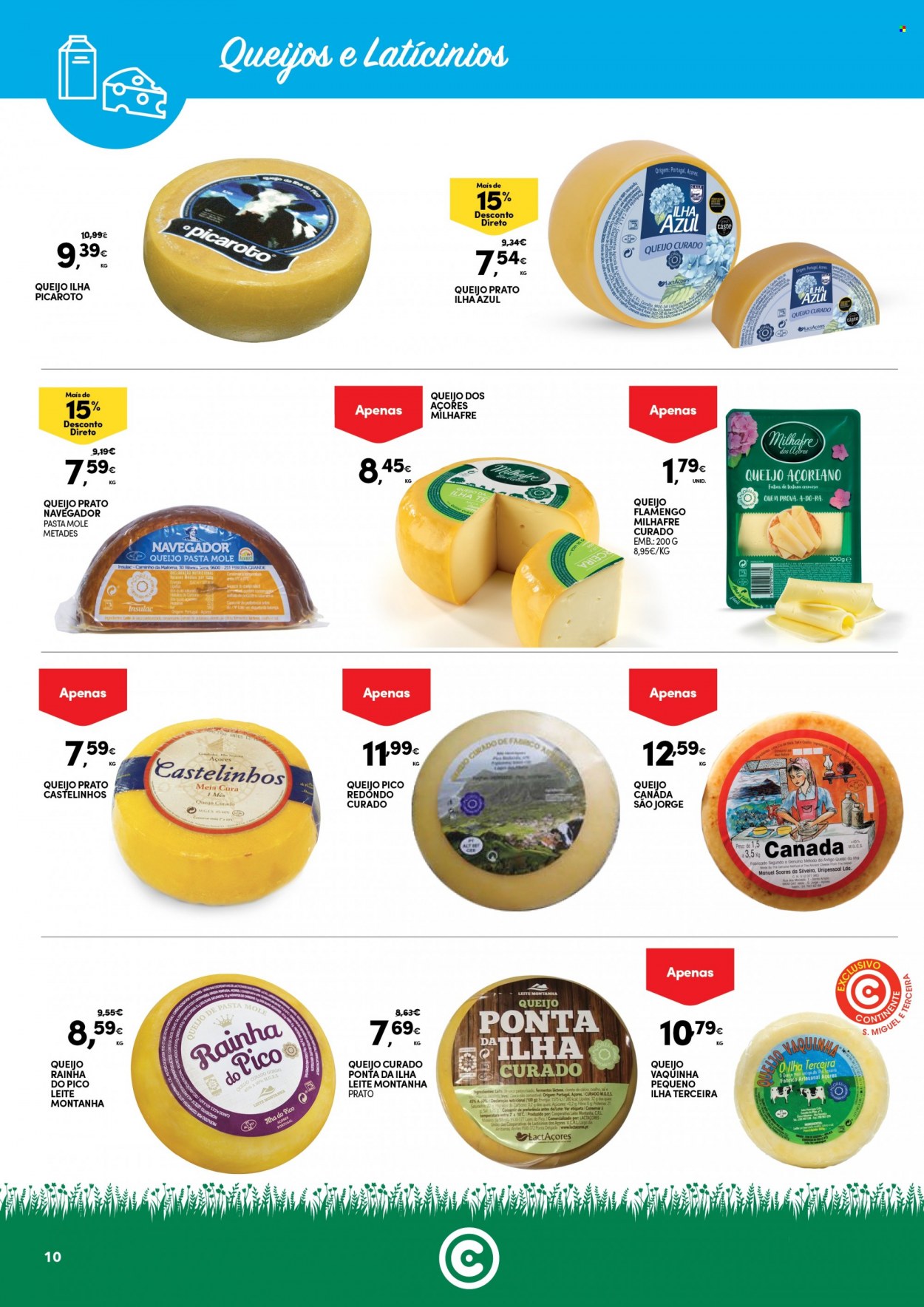thumbnail - Folheto Continente Modelo - 2.8.2022 - 15.8.2022 - Produtos em promoção - queijo, queijo prato, queijo curado, queijo flamengo, leite, sal, balança. Página 10.