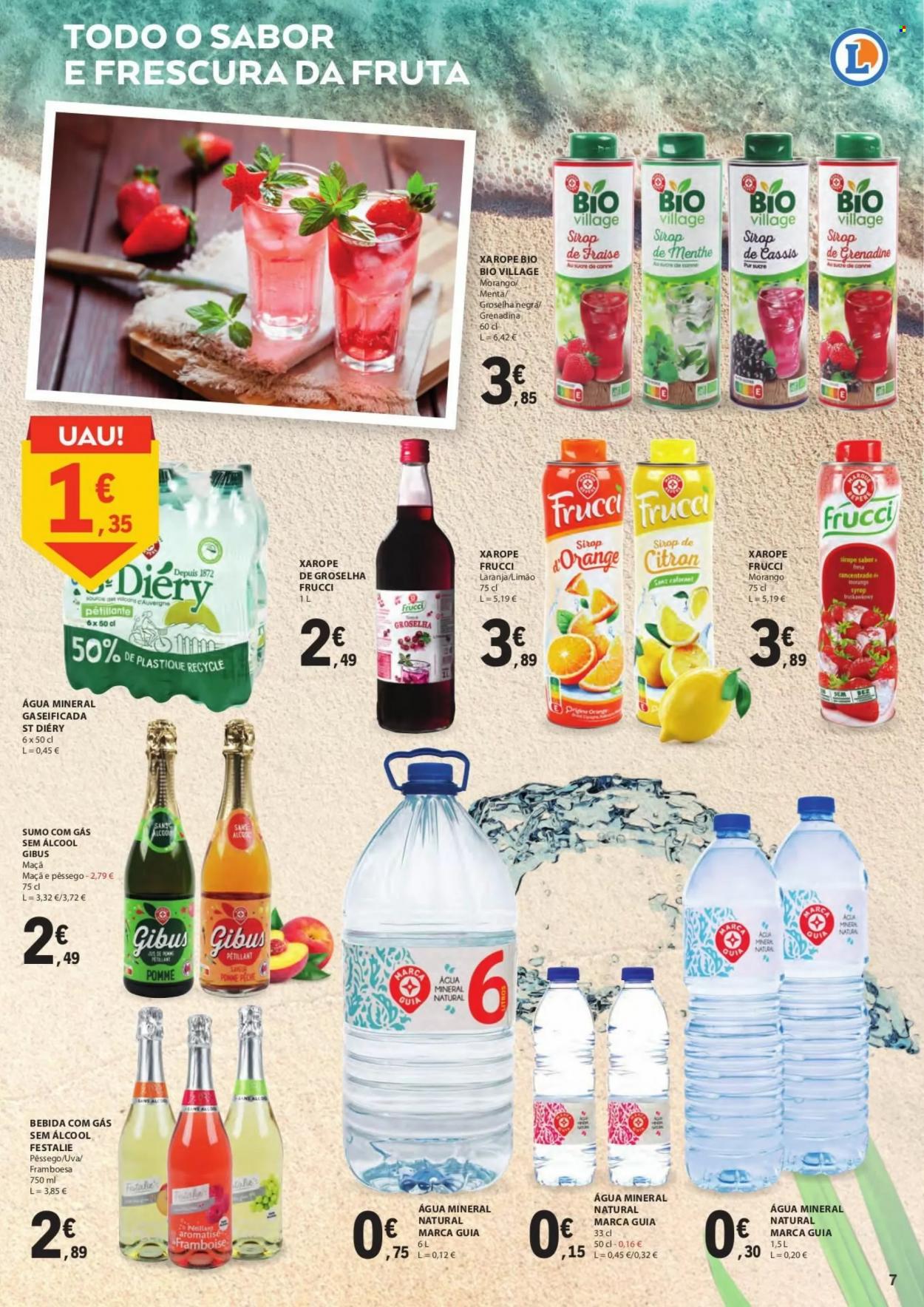 thumbnail - Folheto E.Leclerc - 1.8.2022 - 31.8.2022 - Produtos em promoção - uva, xarope, sumo, bebida, água mineral, água sem gás, água. Página 7.