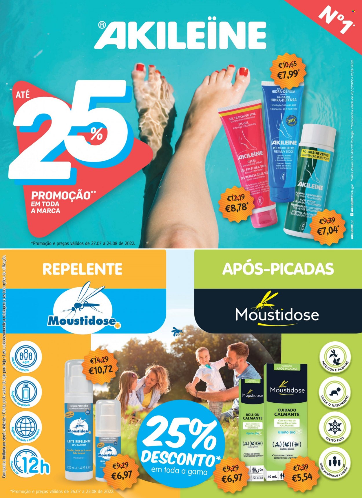 thumbnail - Folheto Auchan - 25.7.2022 - 21.8.2022 - Produtos em promoção - leite, pensos higiénicos, desodorante, repelente. Página 25.