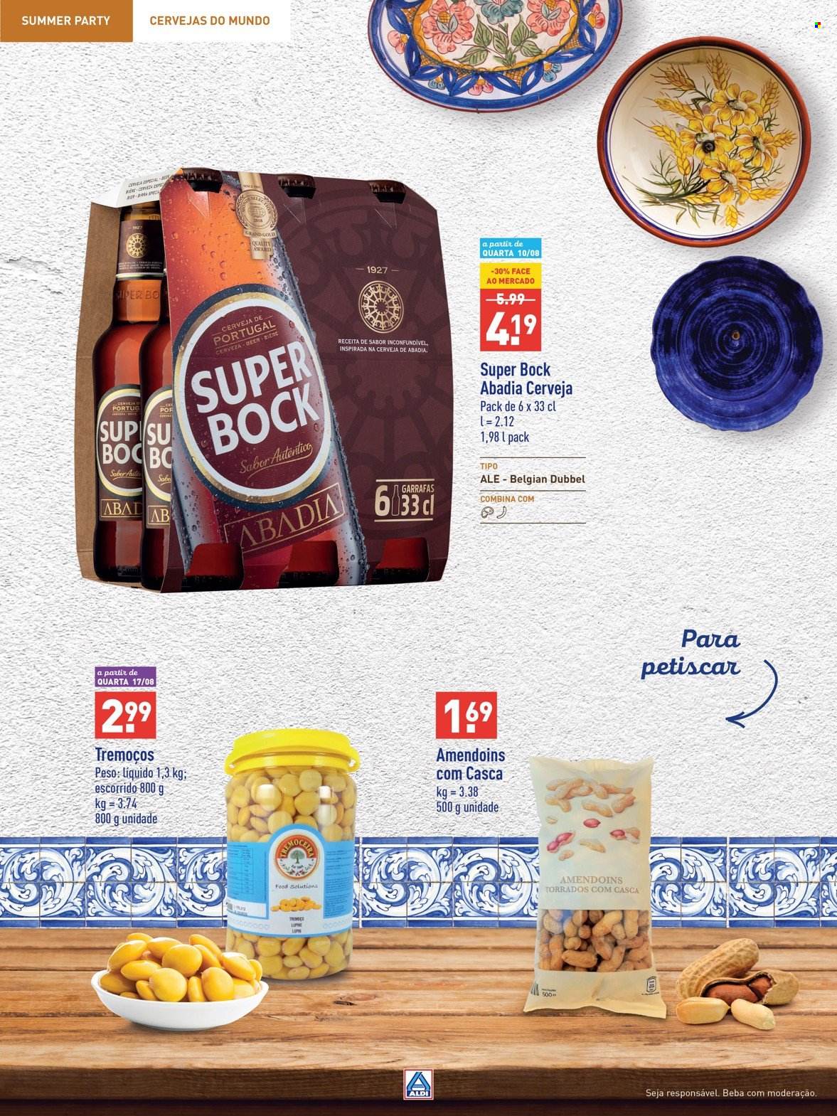 thumbnail - Folheto Aldi - Produtos em promoção - Super Bock, cerveja, tremoços, amendoim. Página 24.