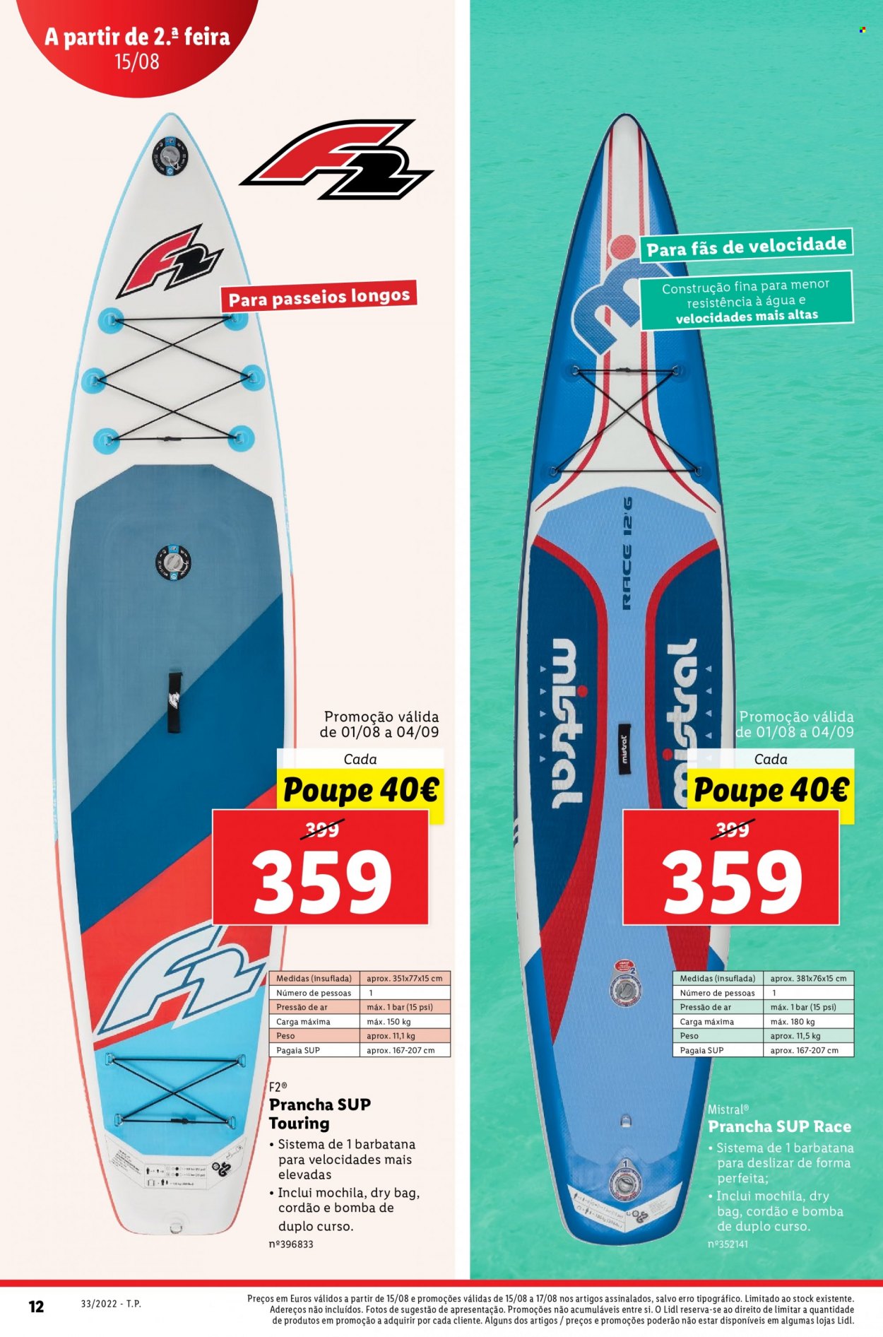 thumbnail - Folheto Lidl - 15.8.2022 - 21.8.2022 - Produtos em promoção - mochila, paddle board. Página 14.