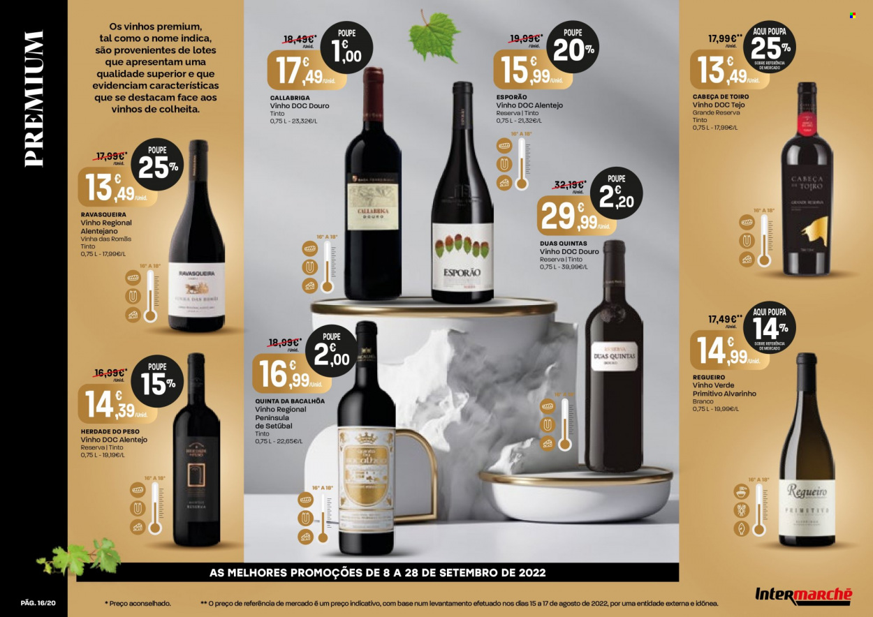 thumbnail - Folheto Intermarché - 8.9.2022 - 28.9.2022 - Produtos em promoção - vinho, vinho verde. Página 16.