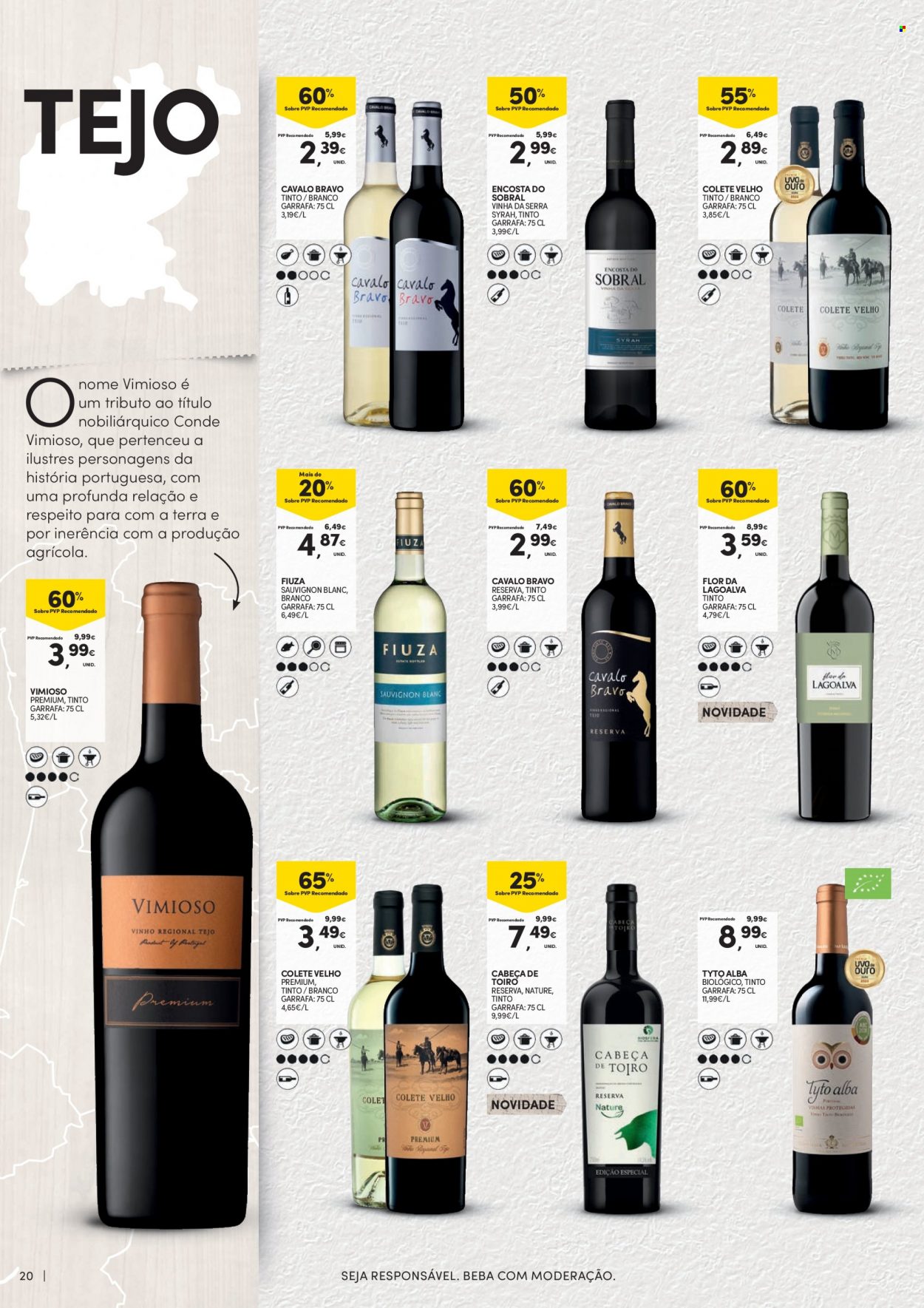 thumbnail - Folheto Continente - 20.9.2022 - 16.10.2022 - Produtos em promoção - vinho, vinho branco, vinho tinto, syrah, sauvignon blanc, colete. Página 20.