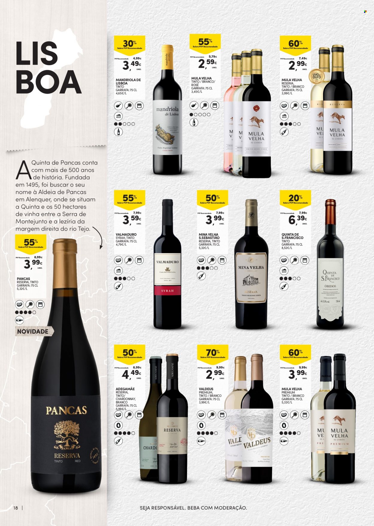 thumbnail - Folheto Continente Modelo - 20.9.2022 - 17.10.2022 - Produtos em promoção - vinho, Chardonnay, vinho branco, vinho tinto, syrah. Página 18.