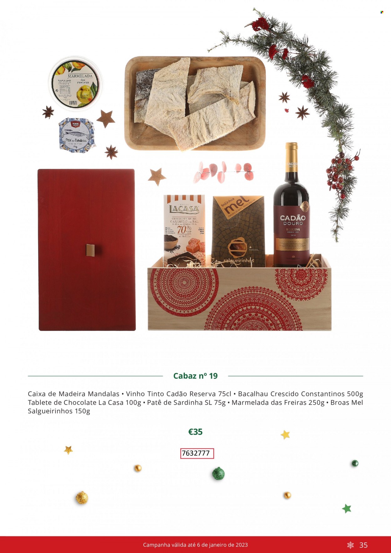 thumbnail - Folheto Continente - 20.9.2022 - 6.1.2023 - Produtos em promoção - broas, paté, sal rosa, sardinhas, mel, marmelada, vinho, vinho tinto. Página 35.