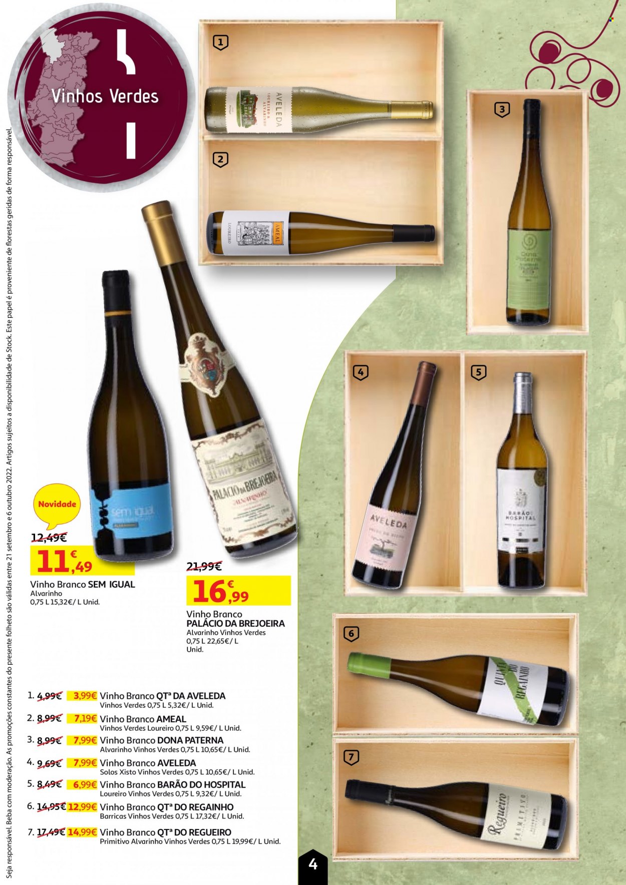 thumbnail - Folheto Auchan - 20.9.2022 - 6.10.2022 - Produtos em promoção - vinho, vinho branco. Página 4.