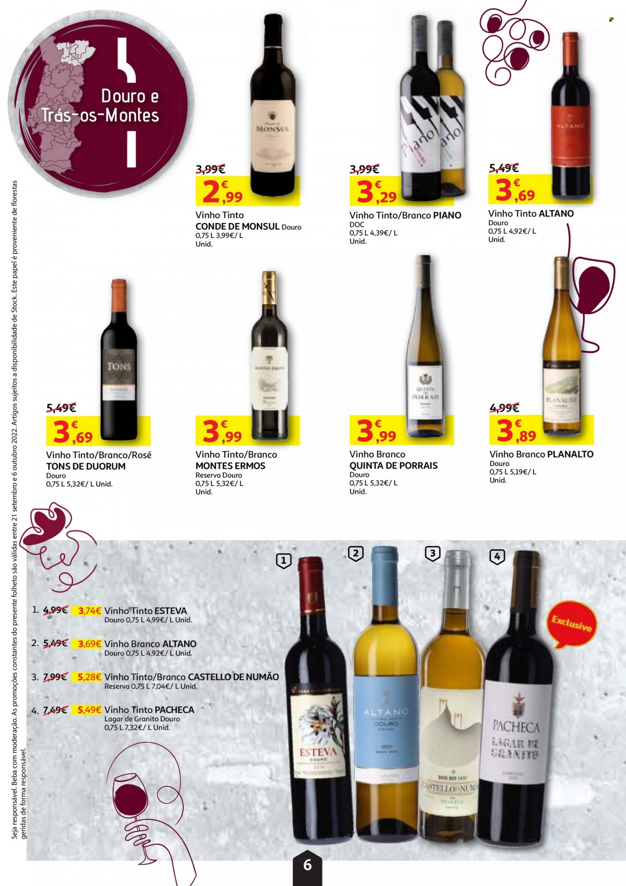 thumbnail - Folheto Auchan - 20.9.2022 - 6.10.2022 - Produtos em promoção - vinho, vinho branco, vinho tinto, piano. Página 6.