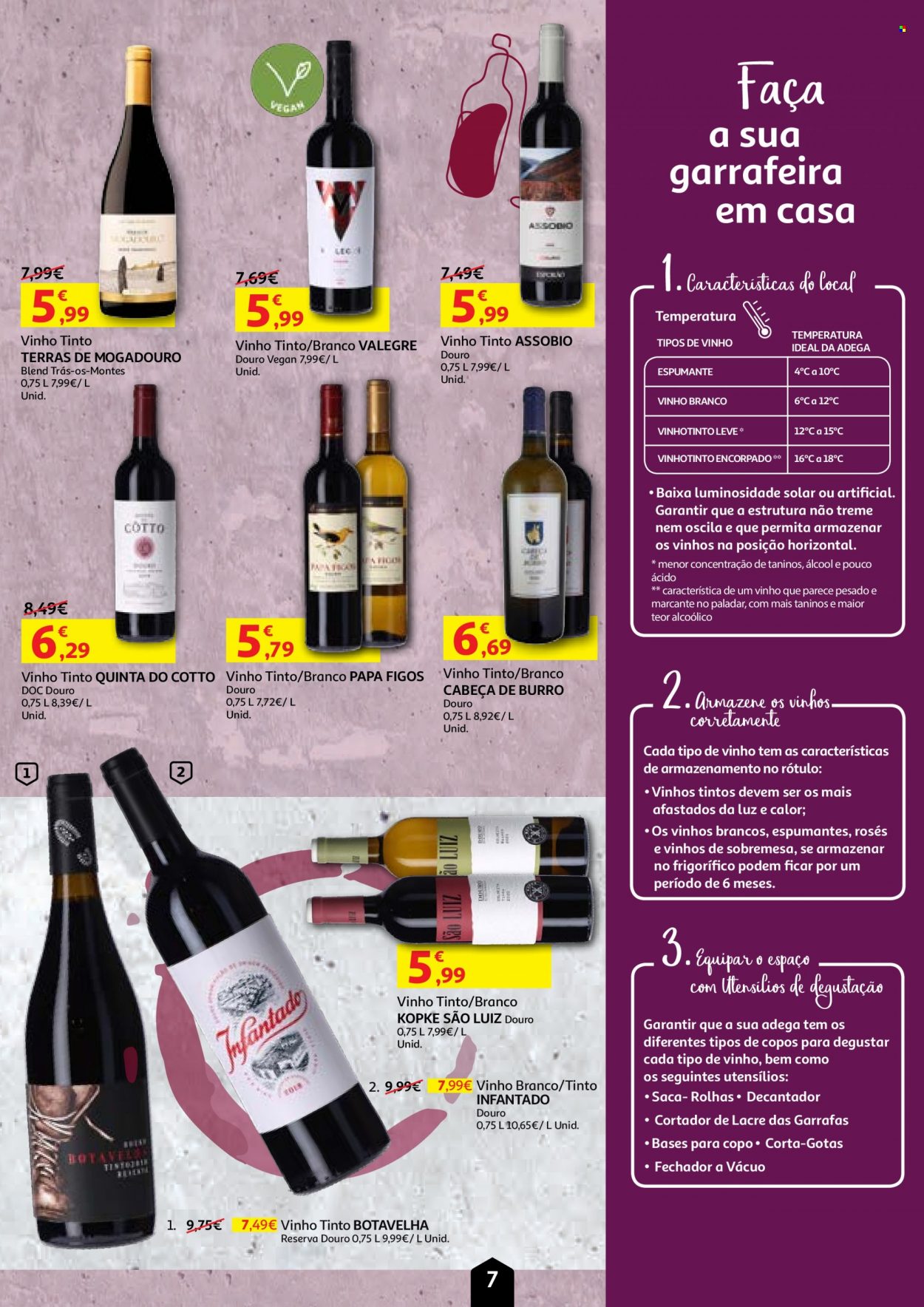 thumbnail - Folheto Auchan - 20.9.2022 - 6.10.2022 - Produtos em promoção - sobremesa, espumante, vinho branco, vinho tinto, copo, cortador. Página 7.