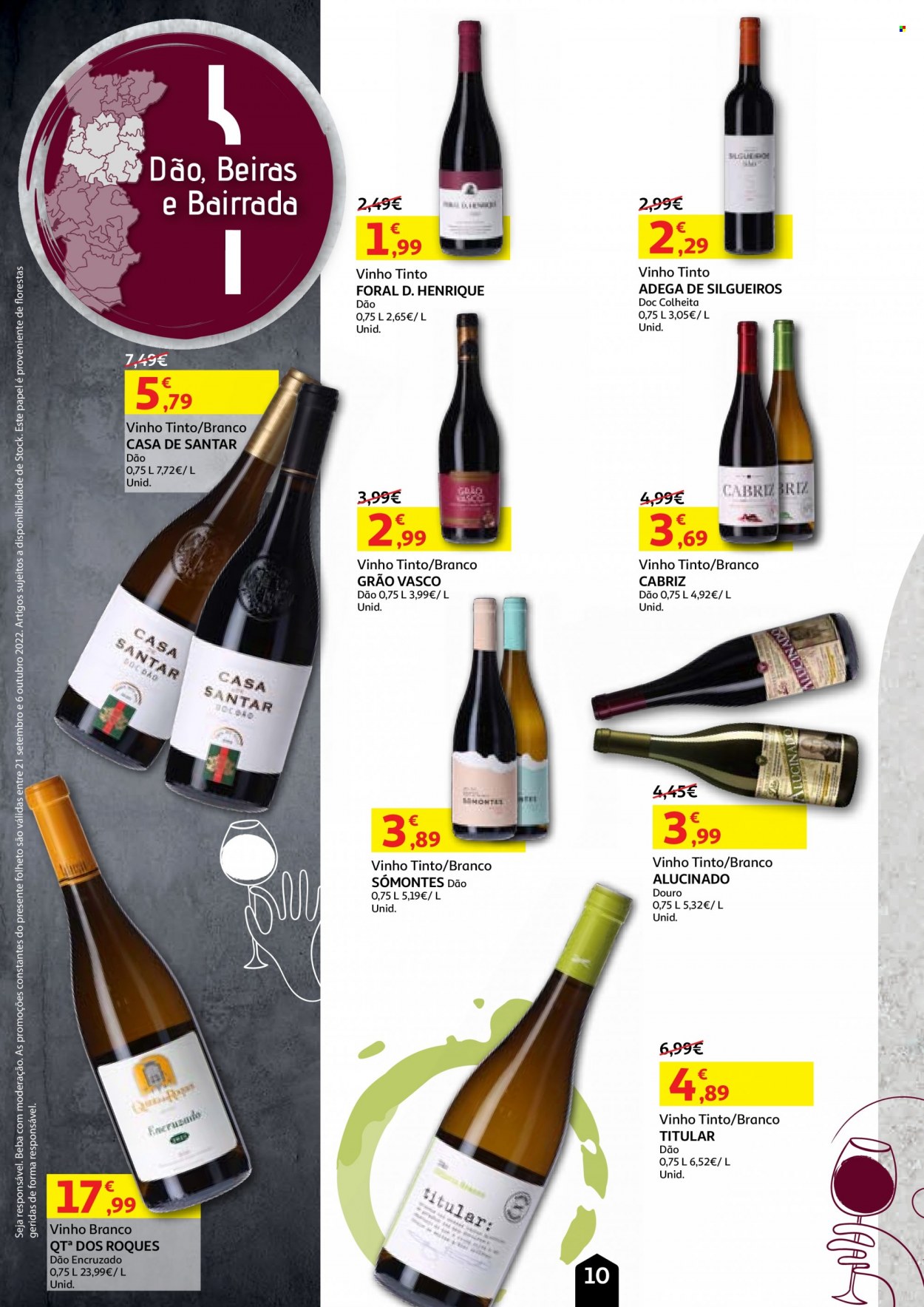 thumbnail - Folheto Auchan - 20.9.2022 - 6.10.2022 - Produtos em promoção - vinho, vinho branco, vinho tinto. Página 10.