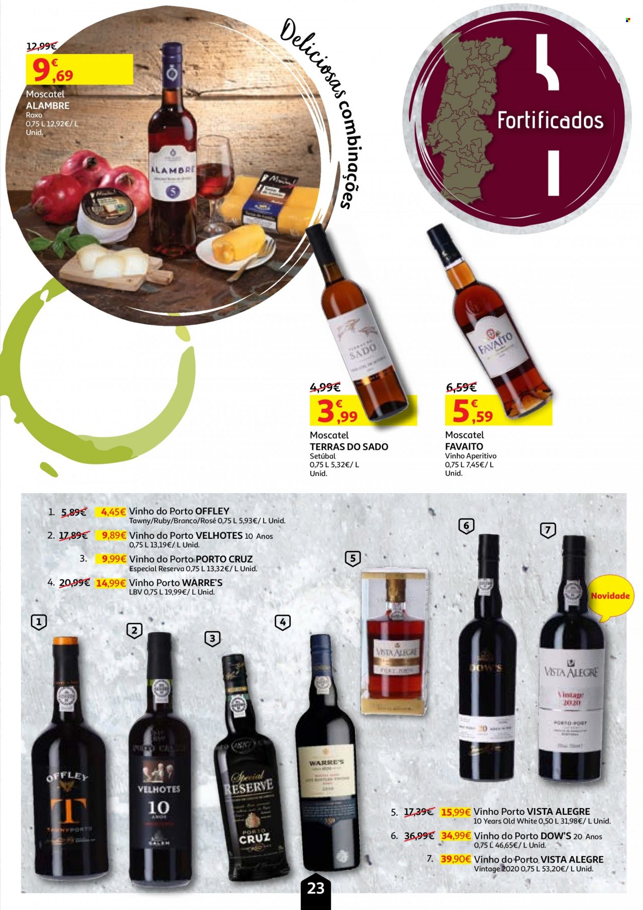 thumbnail - Folheto Auchan - 20.9.2022 - 6.10.2022 - Produtos em promoção - vinho, moscatel, vinho do Porto, aperitivo. Página 23.