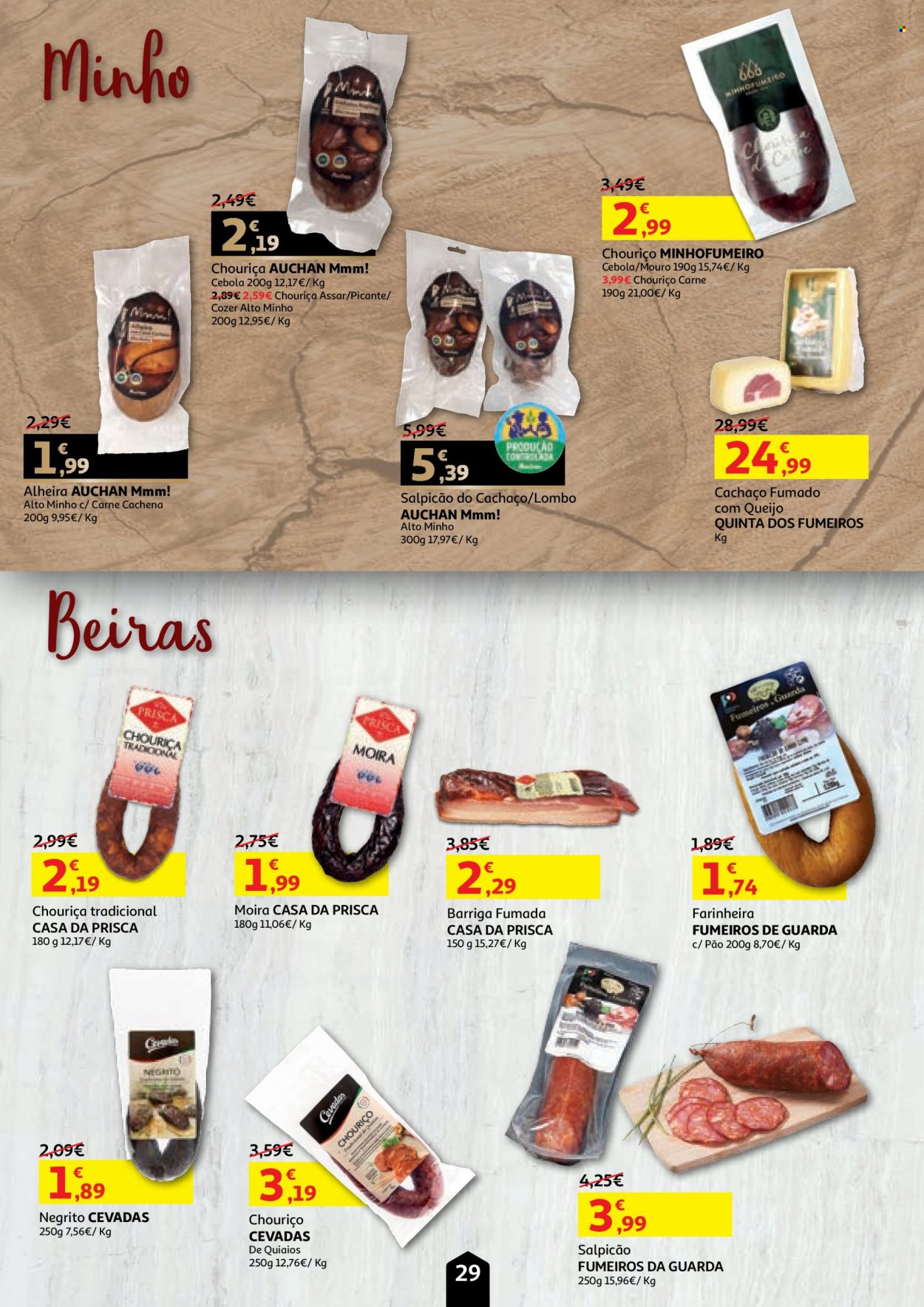 thumbnail - Folheto Auchan - 20.9.2022 - 6.10.2022 - Produtos em promoção - lombo, pão, chouriço, barriga fumada, salpicão do cachaço, alheira. Página 29.