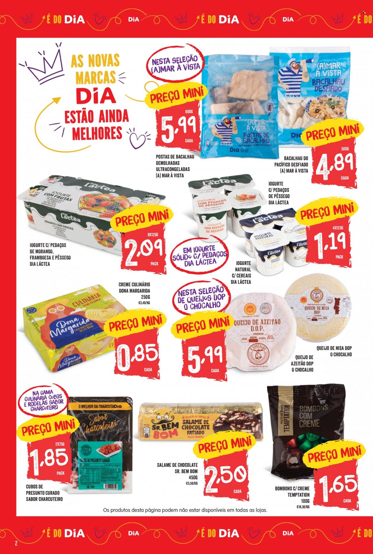 thumbnail - Folheto Minipreço - 22.9.2022 - 28.9.2022 - Produtos em promoção - bacalhau, salame, queijo, iogurte, iogurte natural, bombom, caramelos. Página 2.