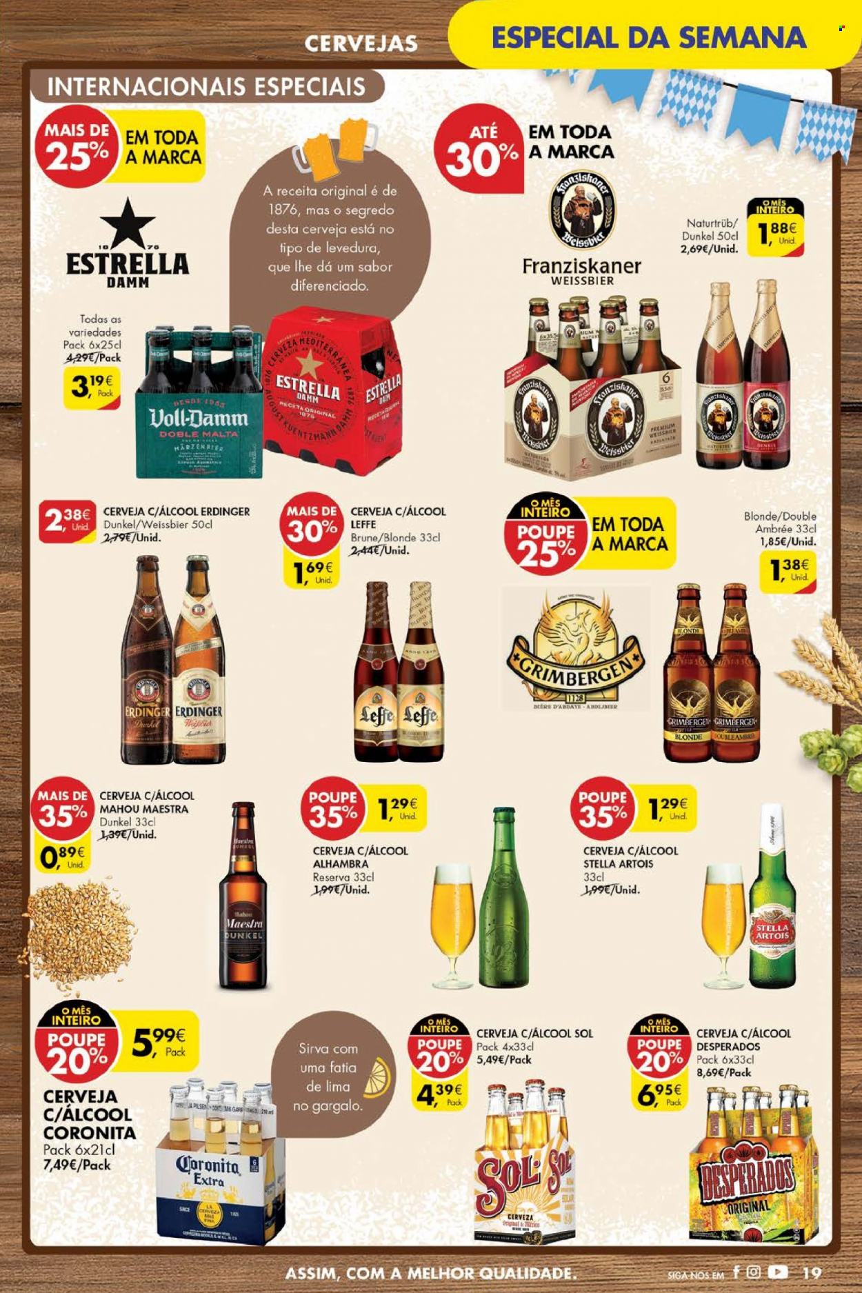 thumbnail - Folheto Pingo Doce - 27.9.2022 - 3.10.2022 - Produtos em promoção - Weissbier, Stella Artois, Leffe, cerveja, levedura. Página 19.