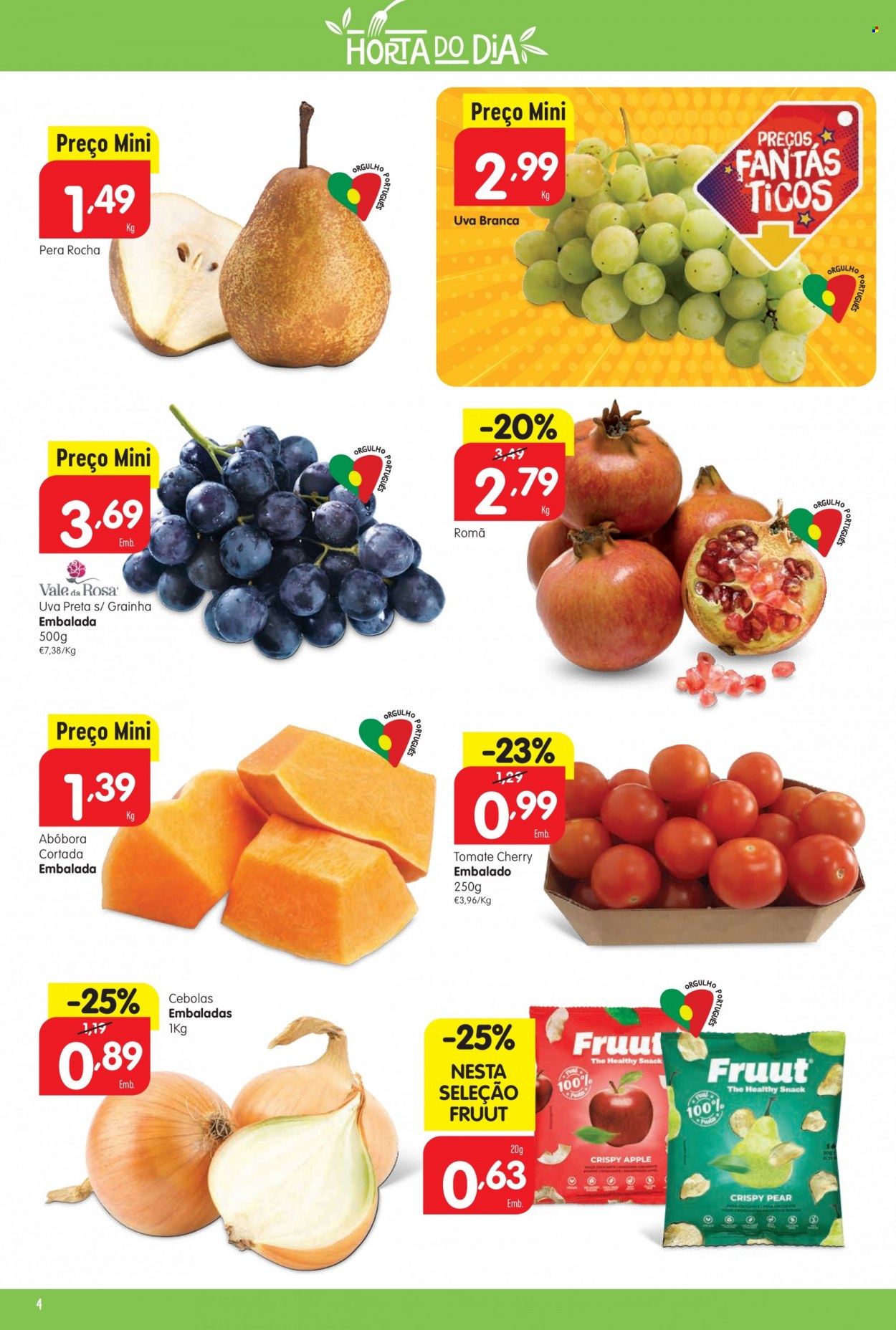 thumbnail - Folheto Minipreço - 29.9.2022 - 5.10.2022 - Produtos em promoção - uva, uva branca, uva preta, minitomate, abóbora, cebola, tomate cherry. Página 4.